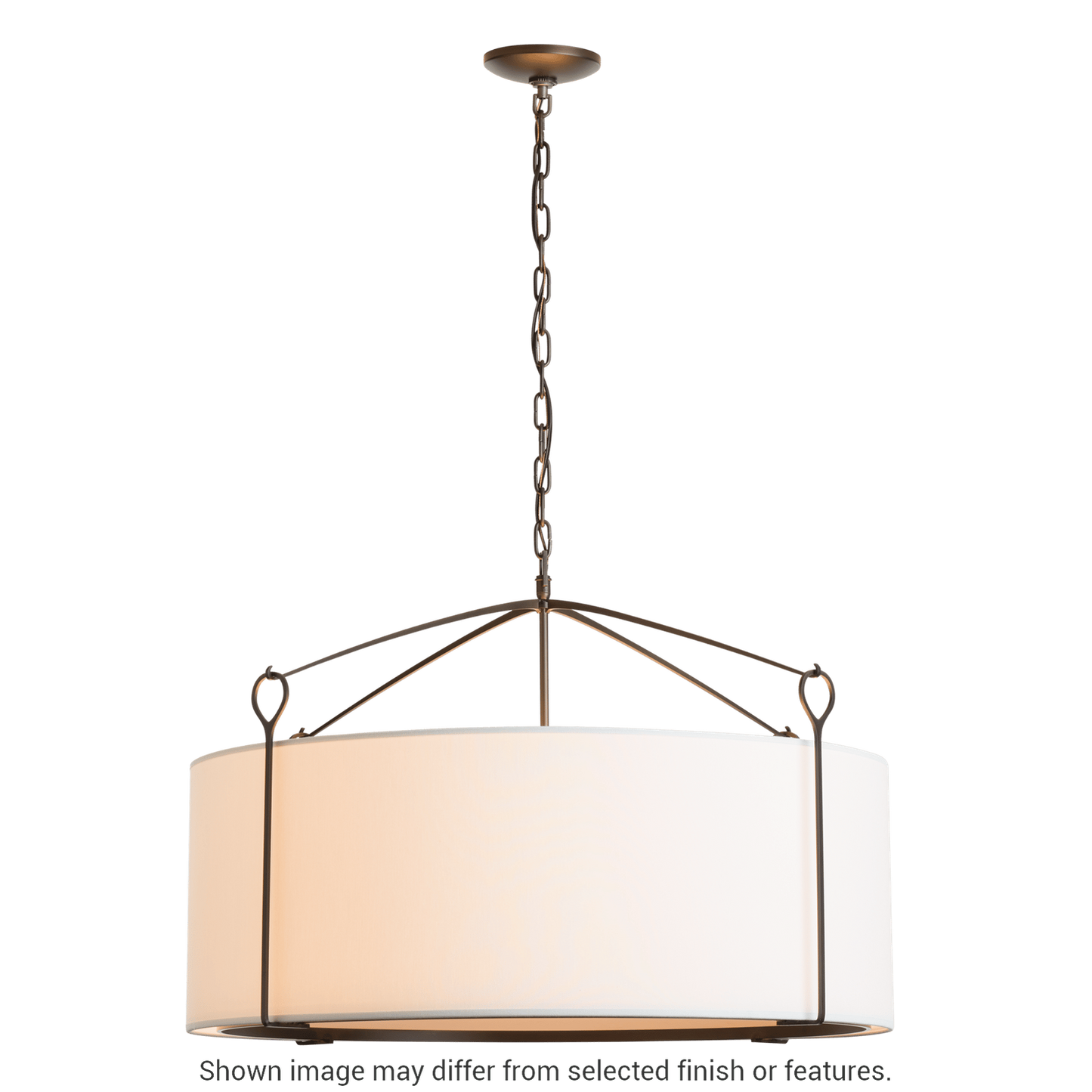Bow Large Pendant - White - Natural Anna Shade by Hubbardton Forge