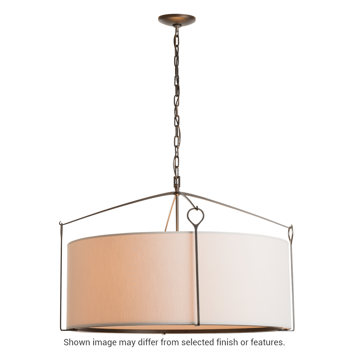Bow Large Pendant - White - Natural Anna Shade by Hubbardton Forge