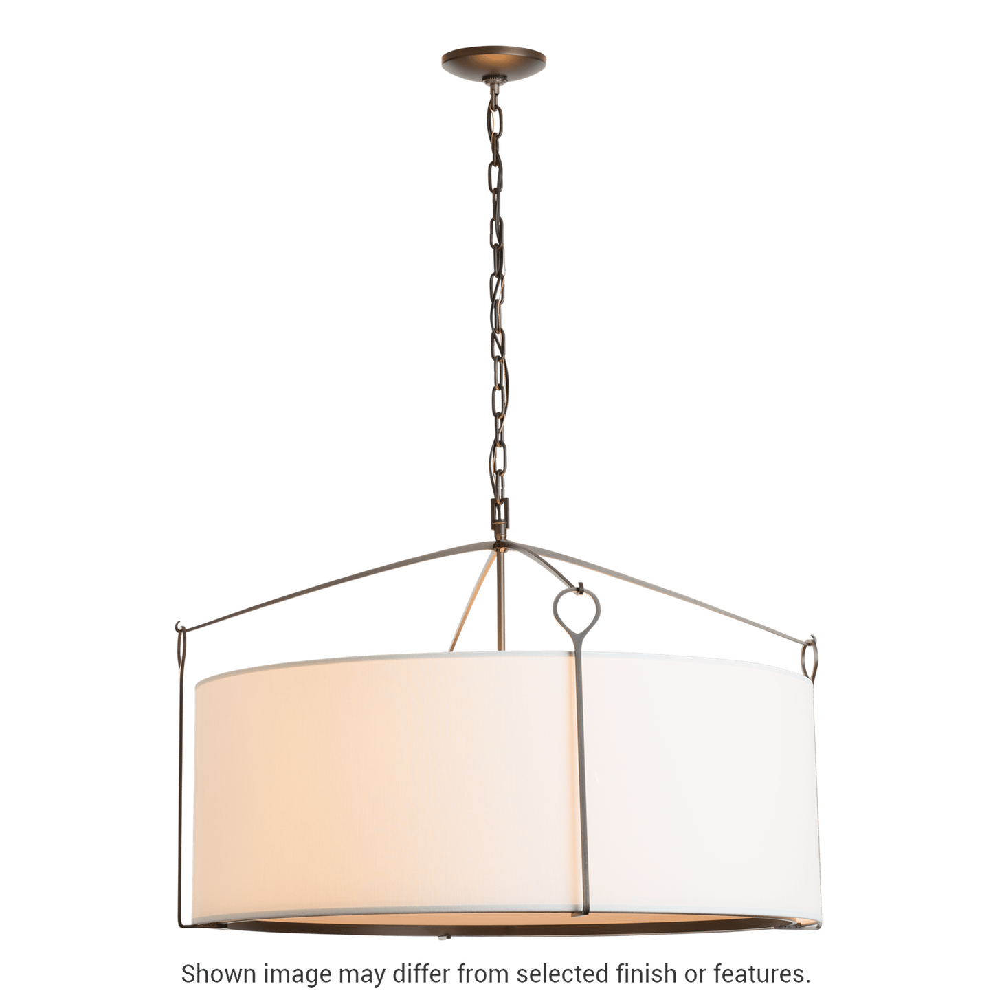 Bow Large Pendant - White - Natural Anna Shade by Hubbardton Forge