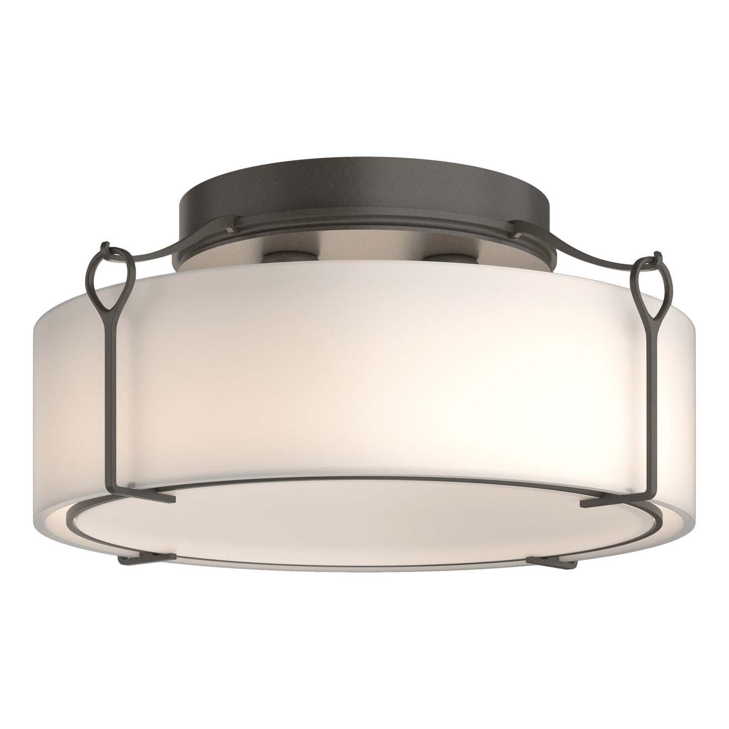 Bow Large Semi-Flush - Dark Smoke - Opal Glass by Hubbardton Forge