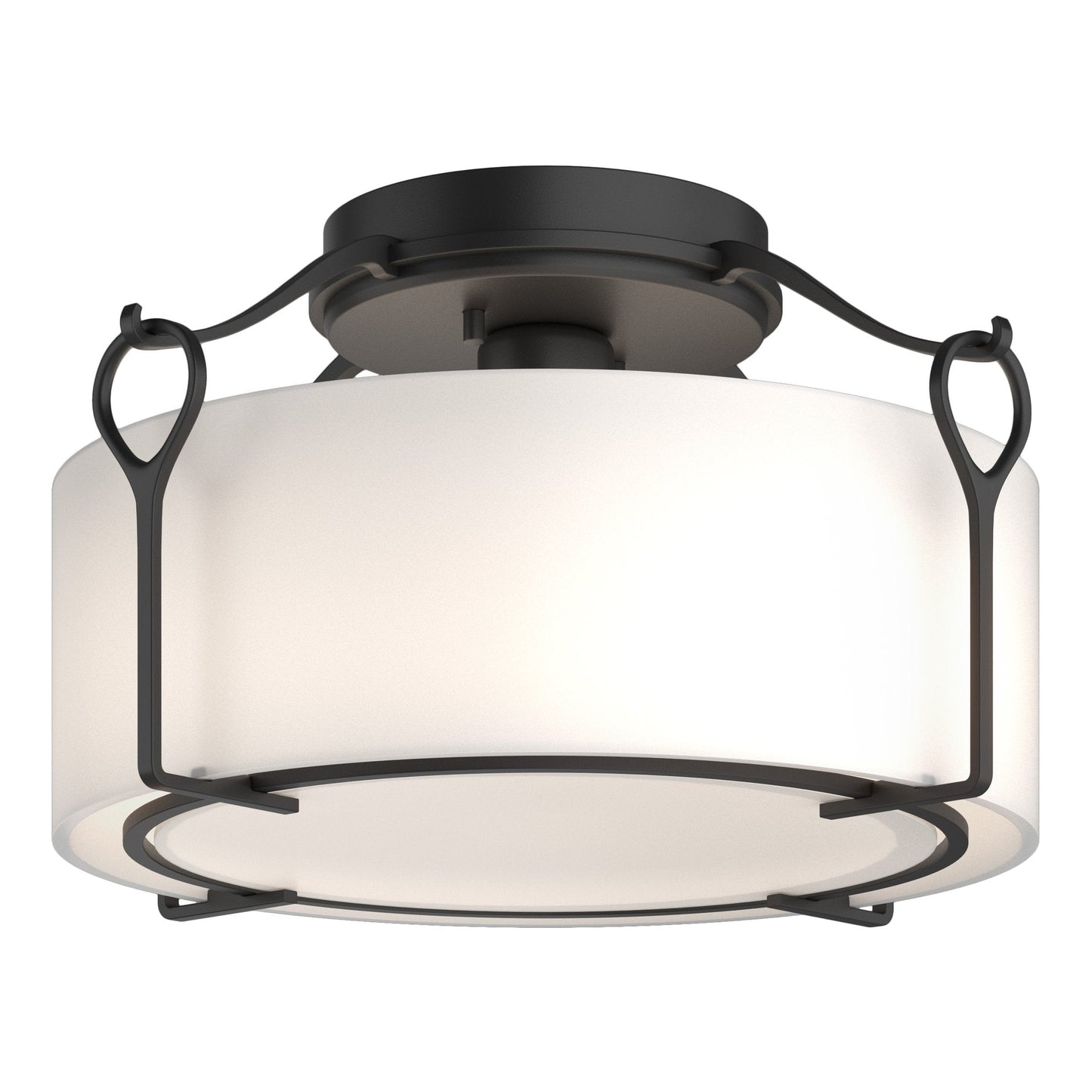Bow Medium Semi-Flush - Black - Opal Glass by Hubbardton Forge