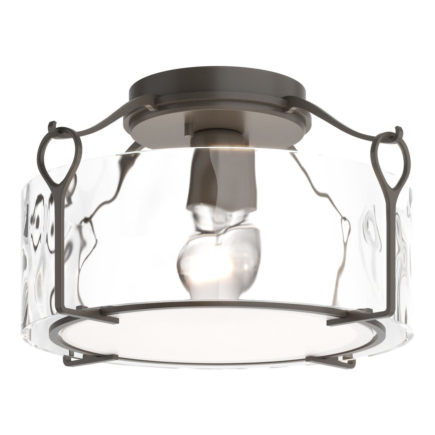 Bow Medium Semi-Flush - Dark Smoke - Water Glass by Hubbardton Forge
