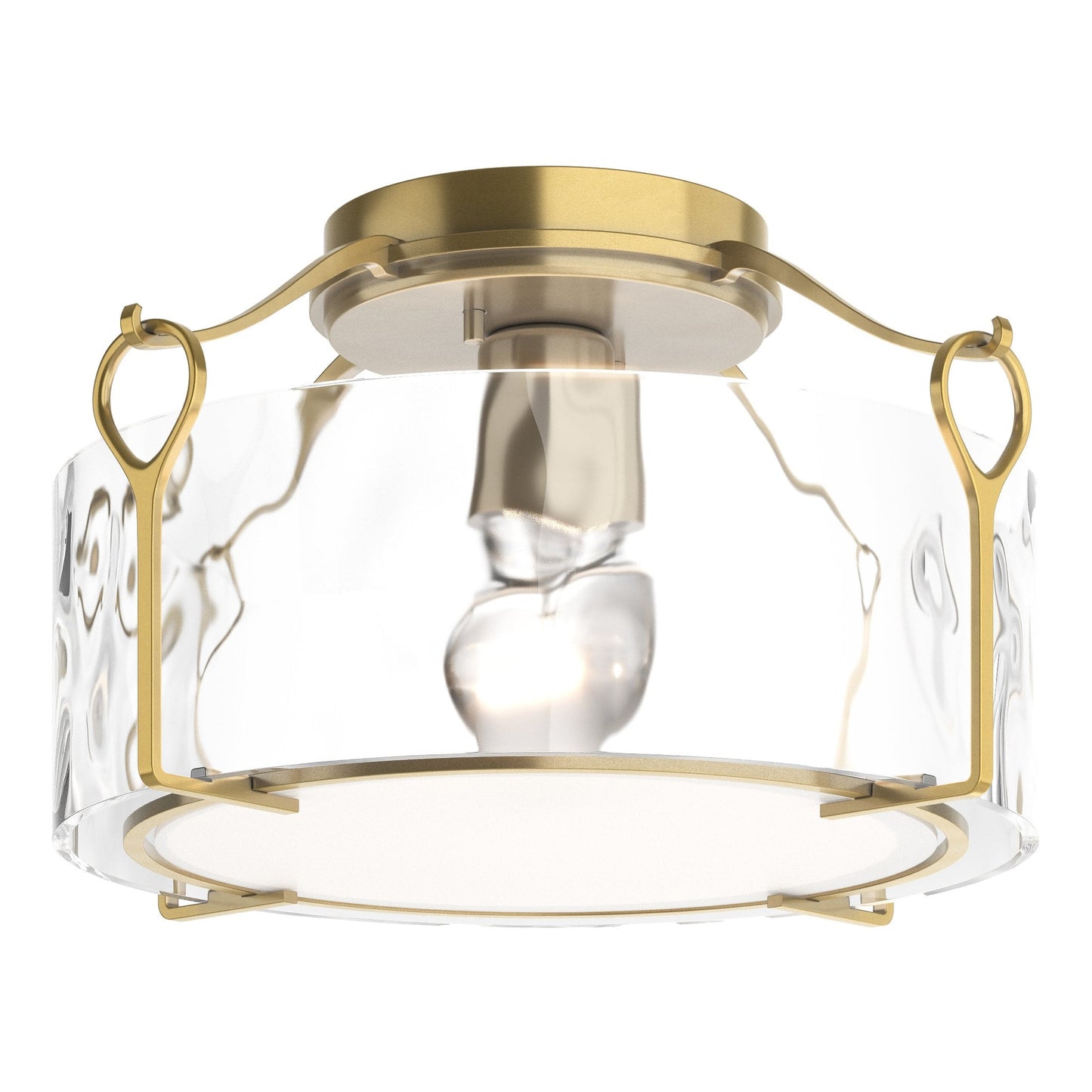 Bow Medium Semi-Flush - Modern Brass - Water Glass by Hubbardton Forge