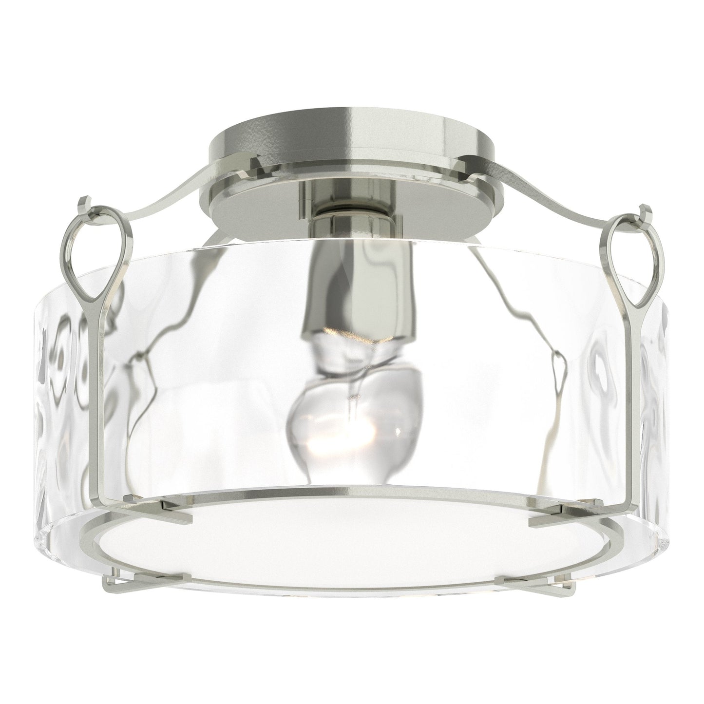 Bow Medium Semi-Flush - Sterling - Water Glass by Hubbardton Forge