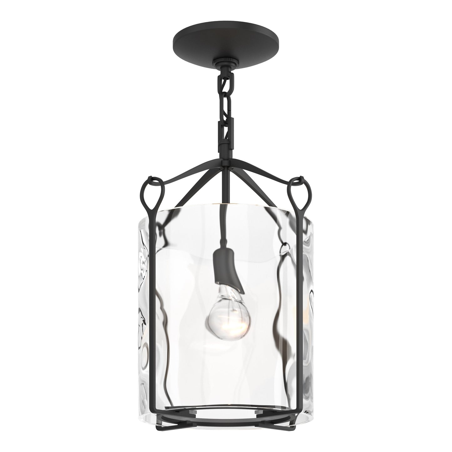Bow Semi-Flush - Black - Water Glass by Hubbardton Forge