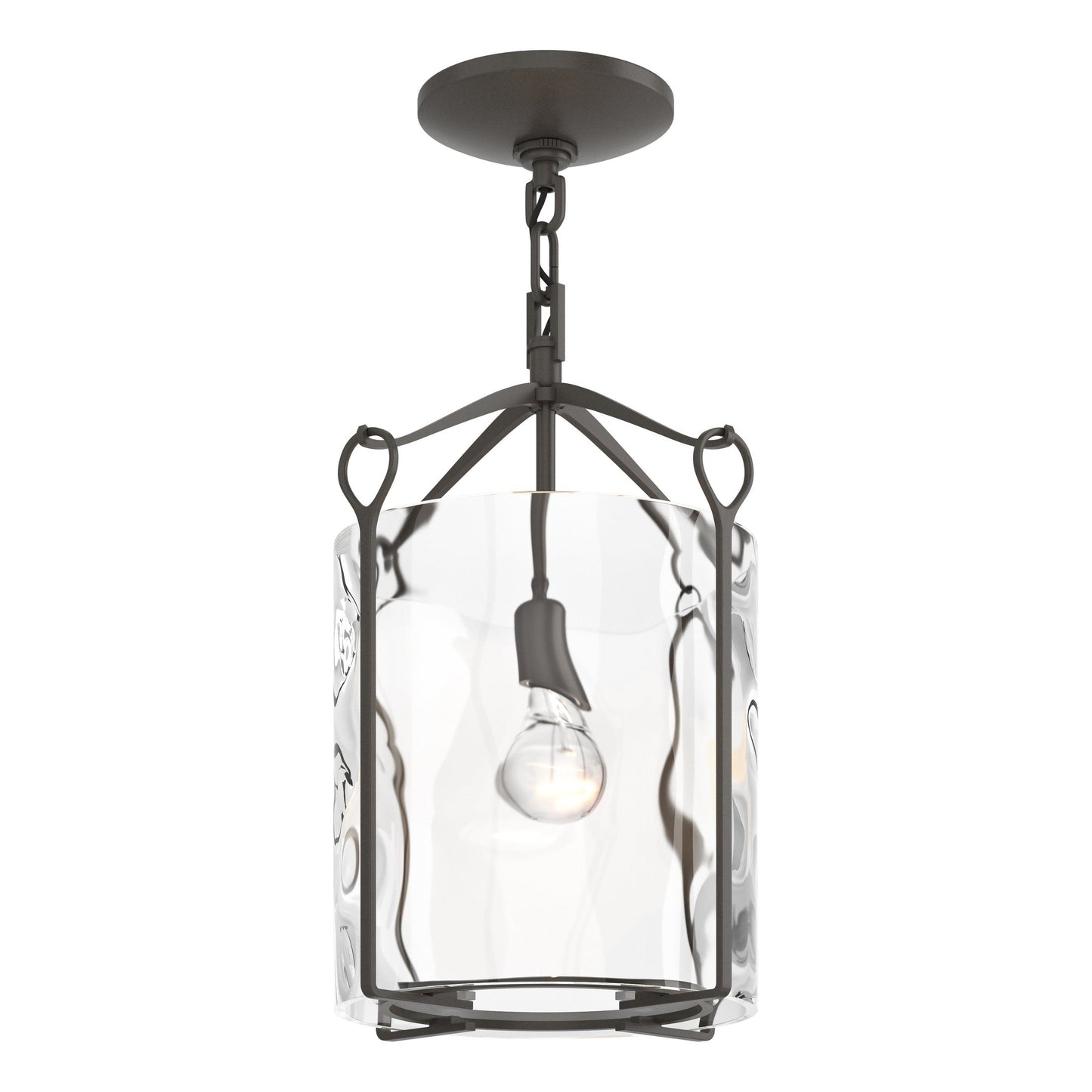 Bow Semi-Flush - Dark Smoke - Water Glass by Hubbardton Forge