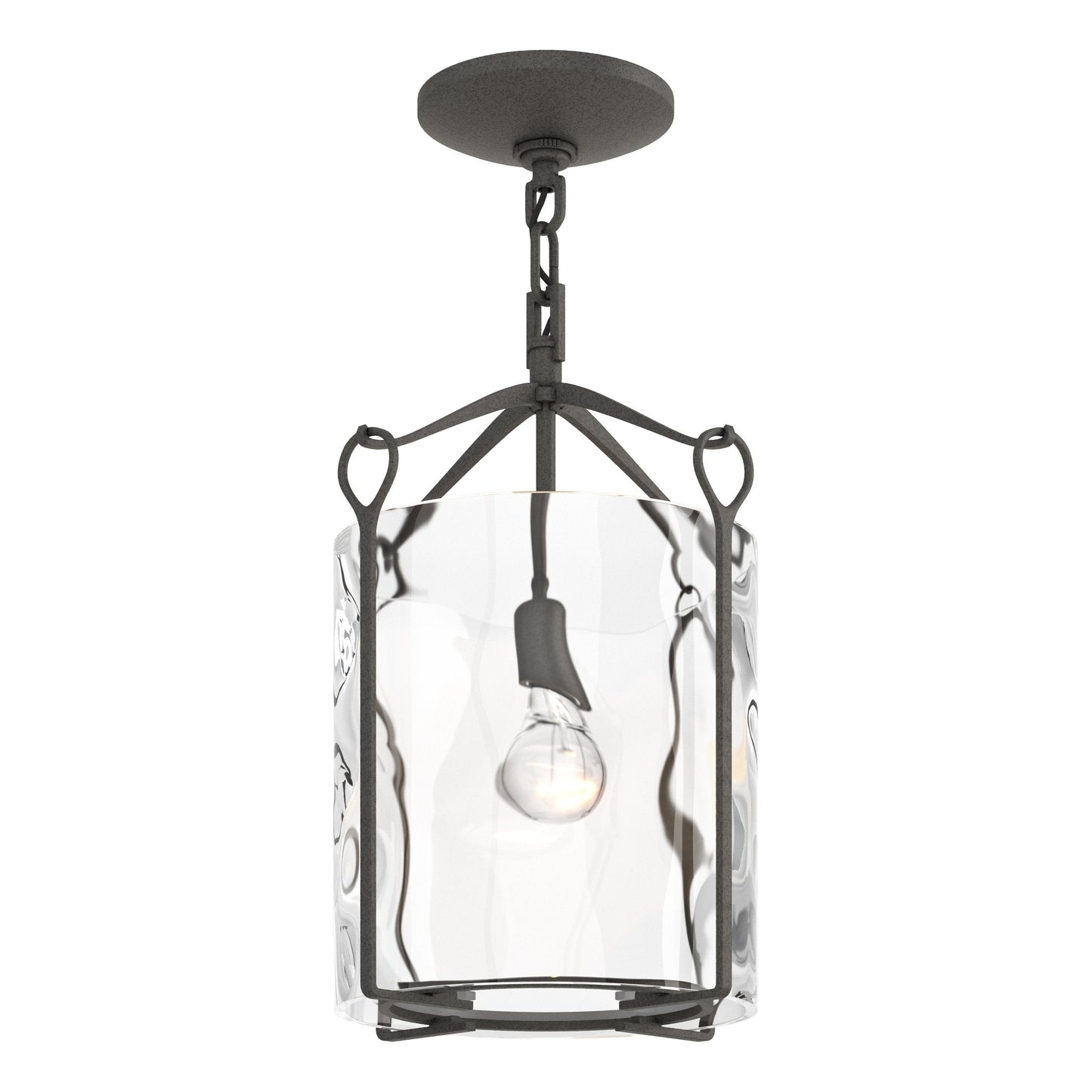 Bow Semi-Flush - Natural Iron - Water Glass by Hubbardton Forge
