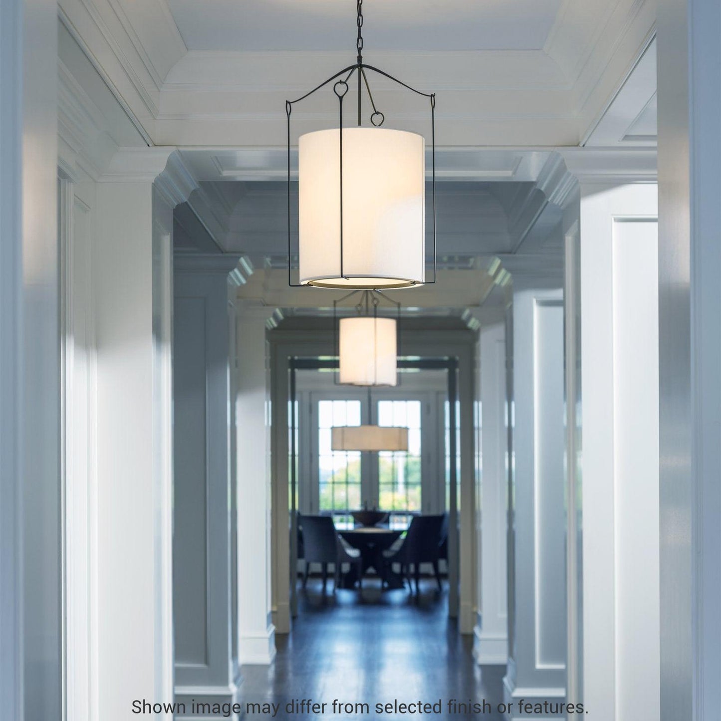 Bow Tall Pendant - White - Natural Anna Shade by Hubbardton Forge