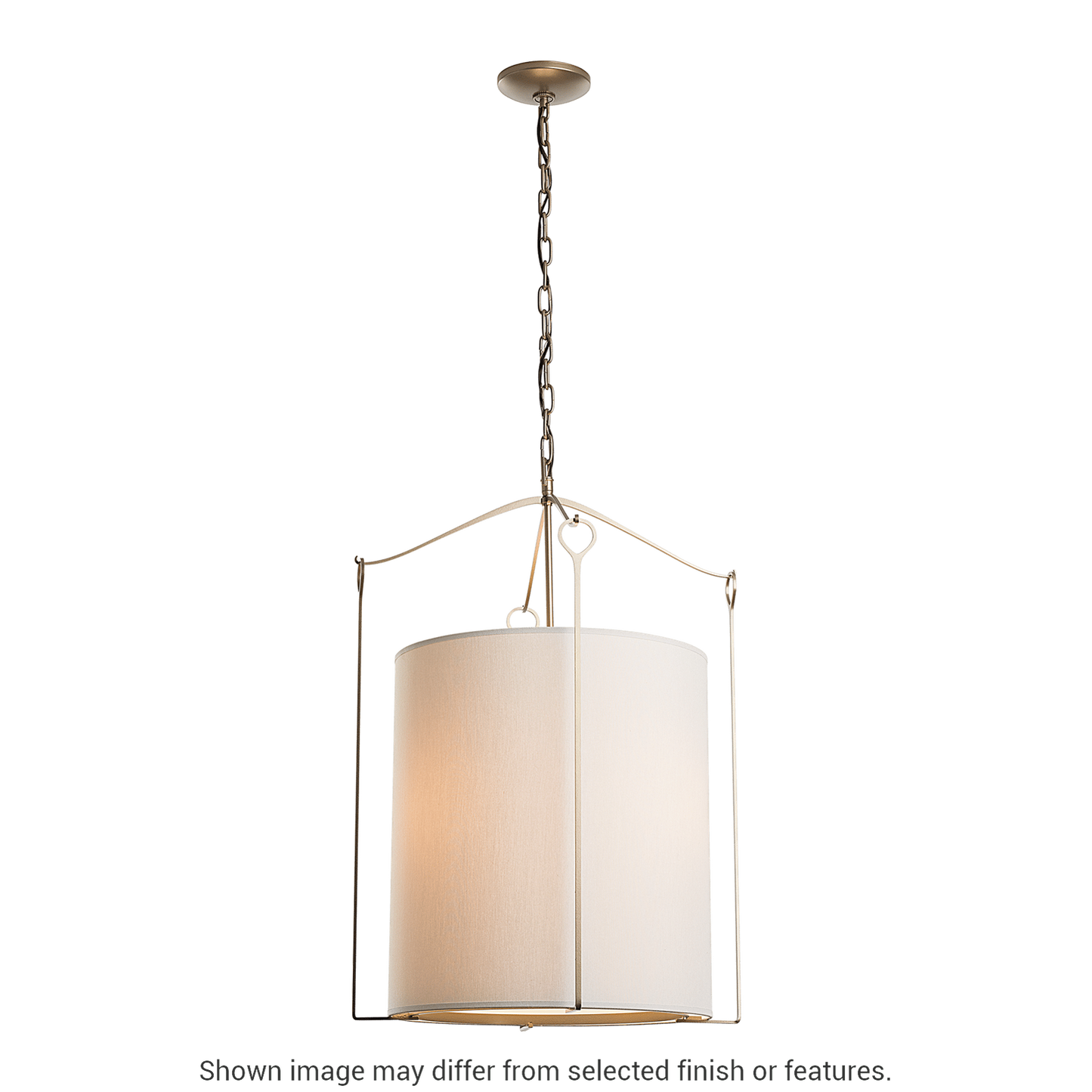 Bow Tall Pendant - White - Natural Anna Shade by Hubbardton Forge