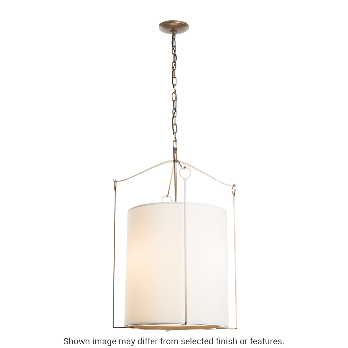 Bow Tall Pendant - White - Natural Anna Shade by Hubbardton Forge