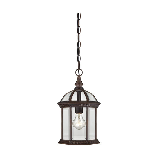 Boxwood - 1 Light 14" Hanging Lantern with Clear Beveled Glass - Rustic Bronze Finish - Satco 60-4978