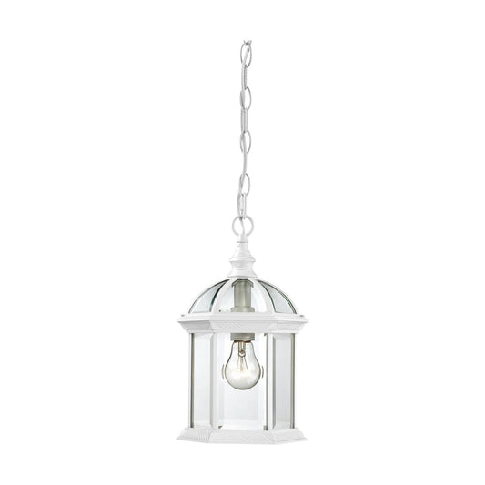 Boxwood - 1 Light 14" Hanging Lantern with Clear Beveled Glass - White Finish - Satco 60-4977