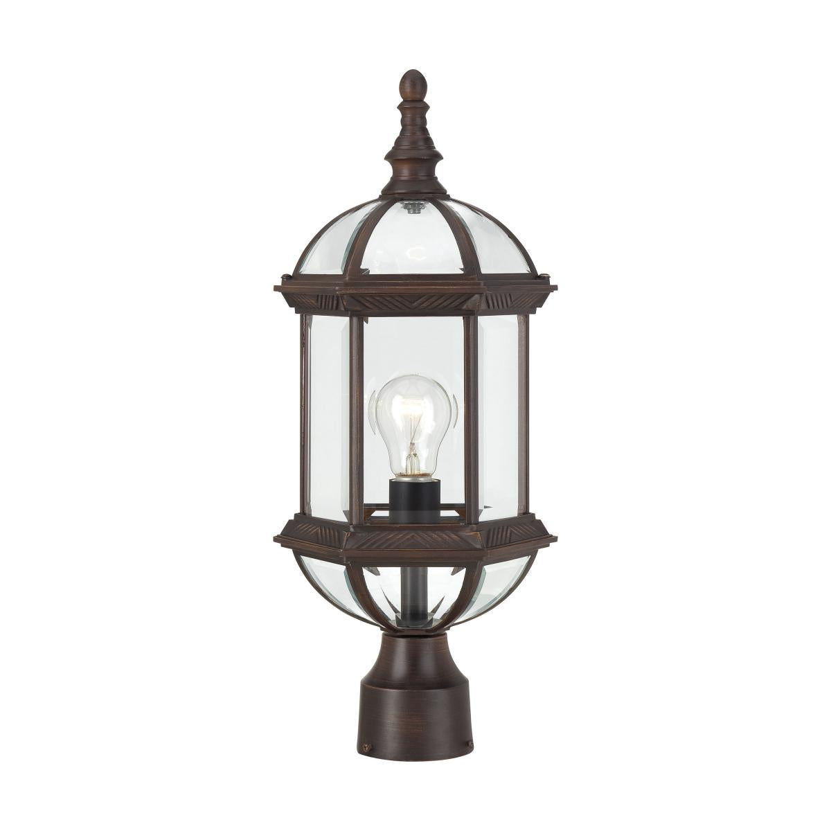Boxwood - 1 Light 19" Post Lantern with Clear Beveled Glass - Rustic Bronze Finish - Satco 60-4975