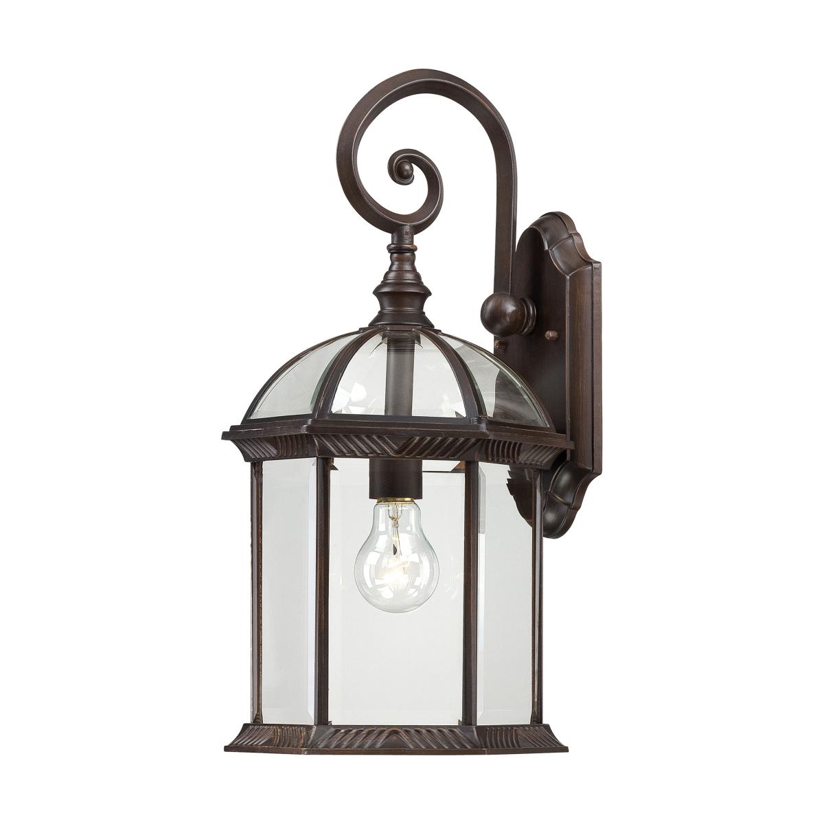 Boxwood - 1 Light 19" Wall Lantern with Clear Beveled Glass - Rustic Bronze Finish - Satco 60-4965