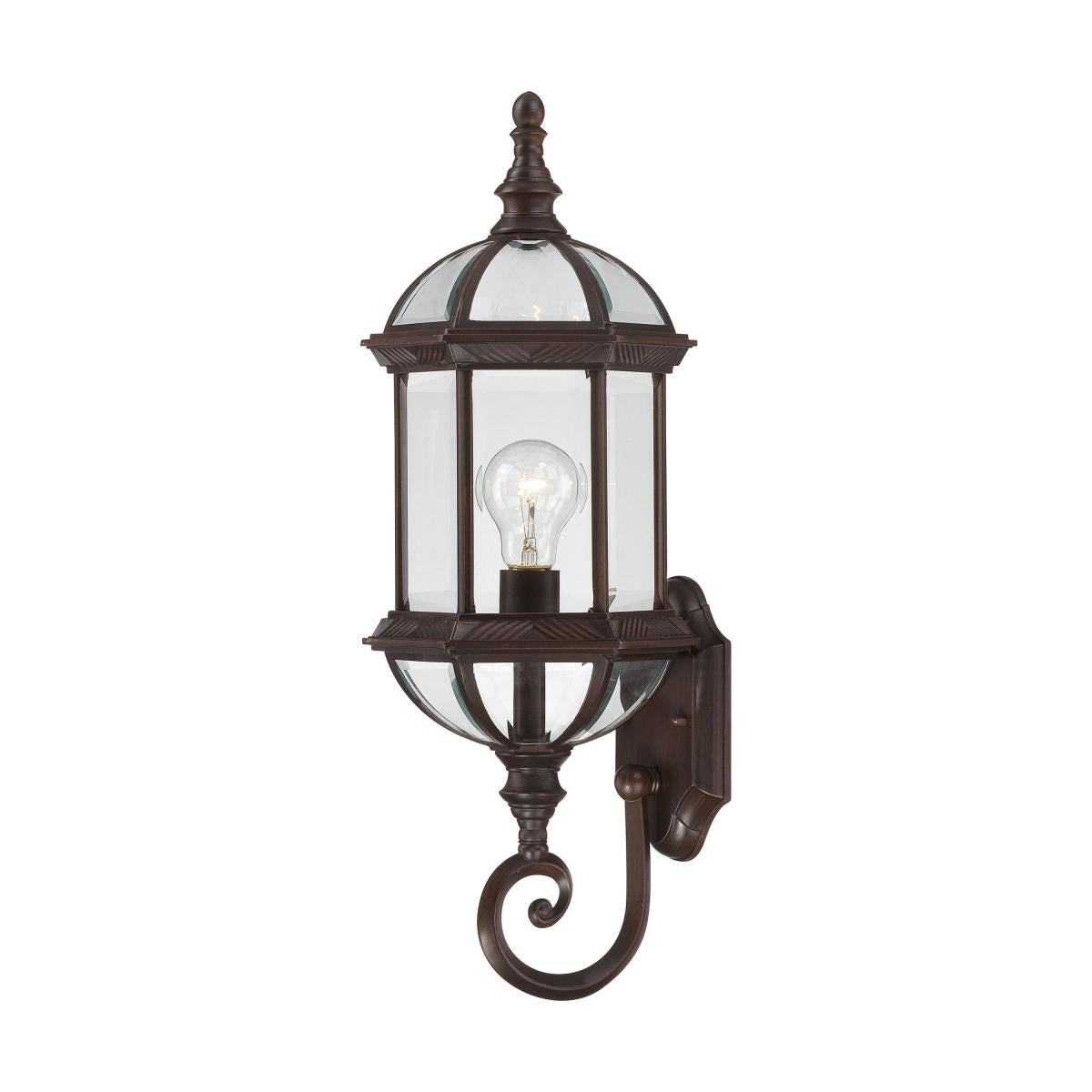 Boxwood - 1 Light 22" Wall Lantern with Clear Beveled Glass - Rustic Bronze Finish - Satco 60-4972