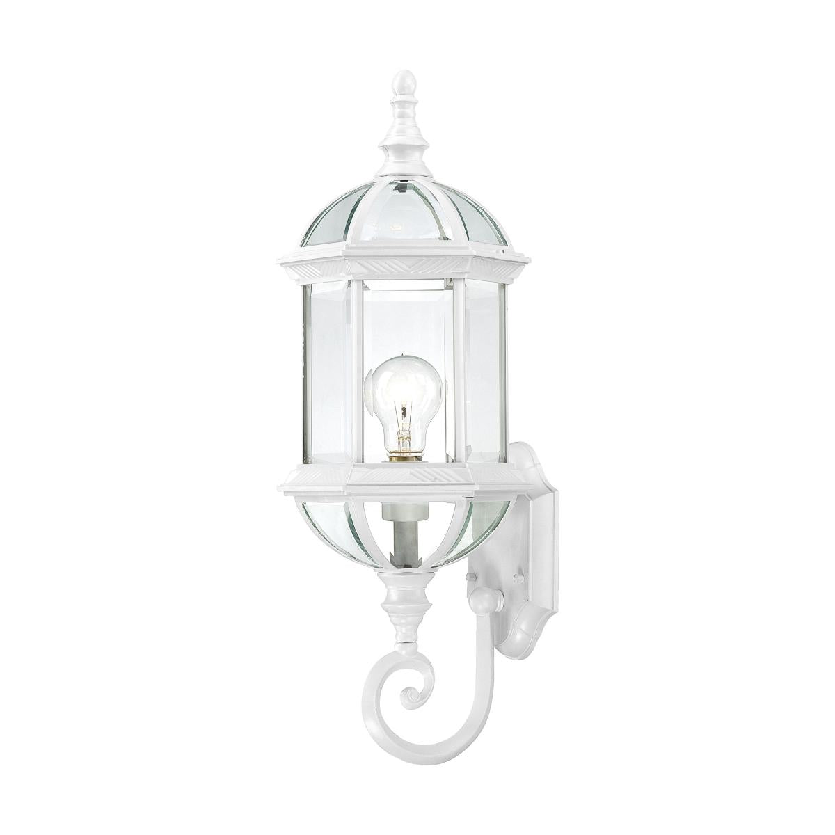 Boxwood - 1 Light 22" Wall Lantern with Clear Beveled Glass - White Finish - Satco 60-4971