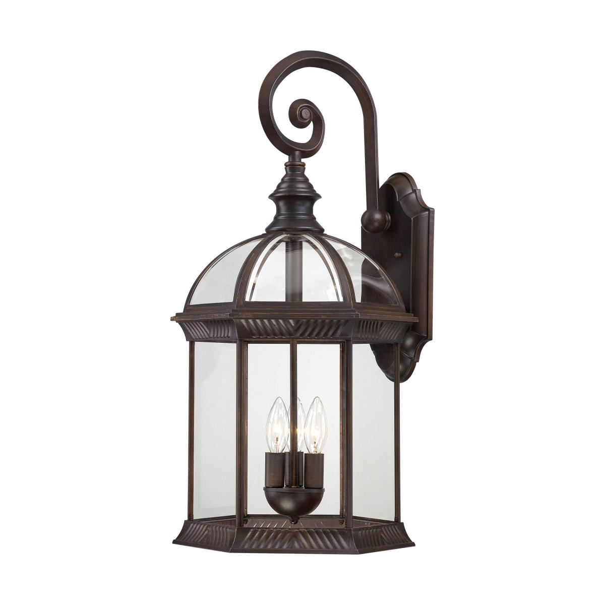 Boxwood - 3 Light 26" Wall Lantern with Clear Beveled Glass - Rustic Bronze Finish - Satco 60-4968