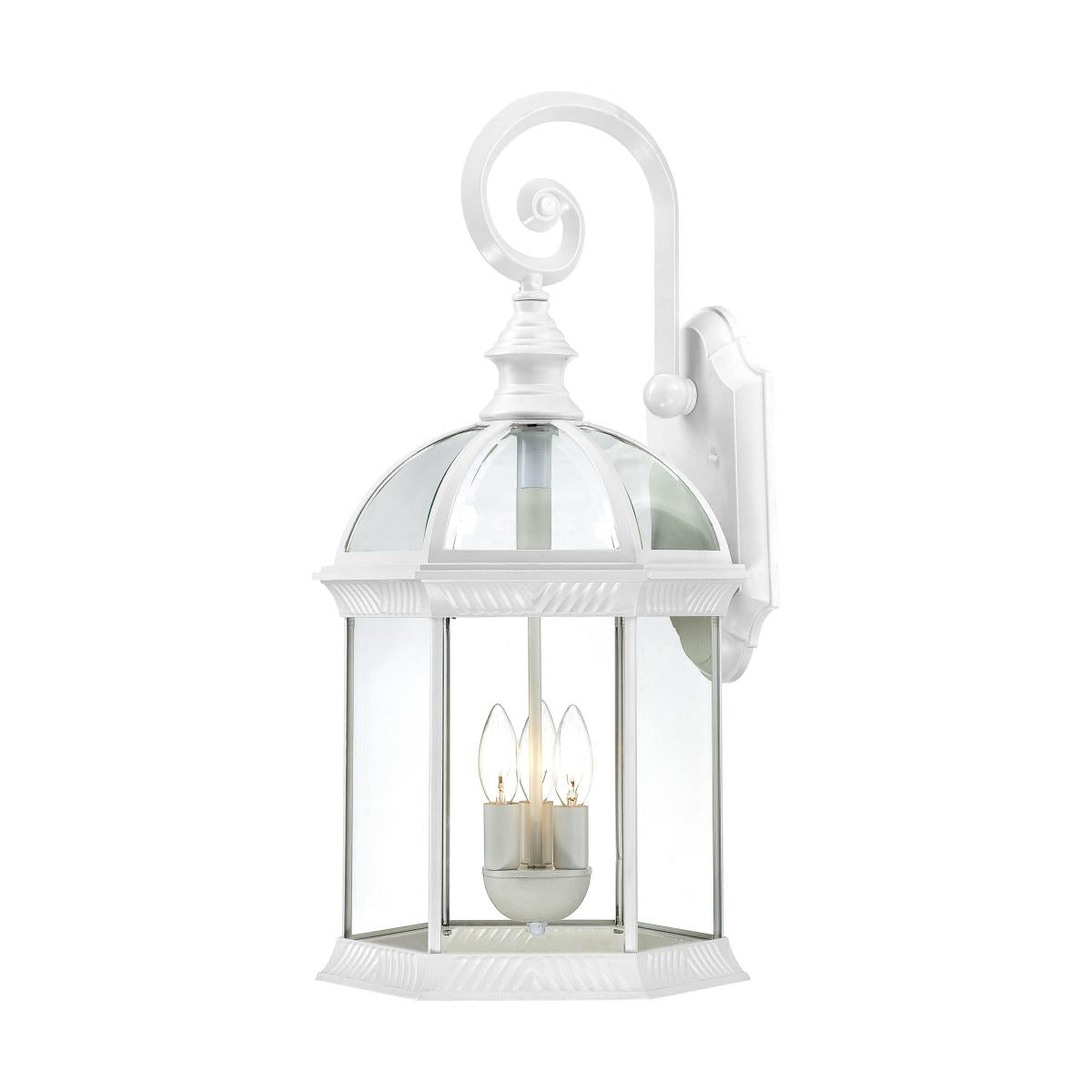 Boxwood - 3 Light 26" Wall Lantern with Clear Beveled Glass - White Finish - Satco 60-4967