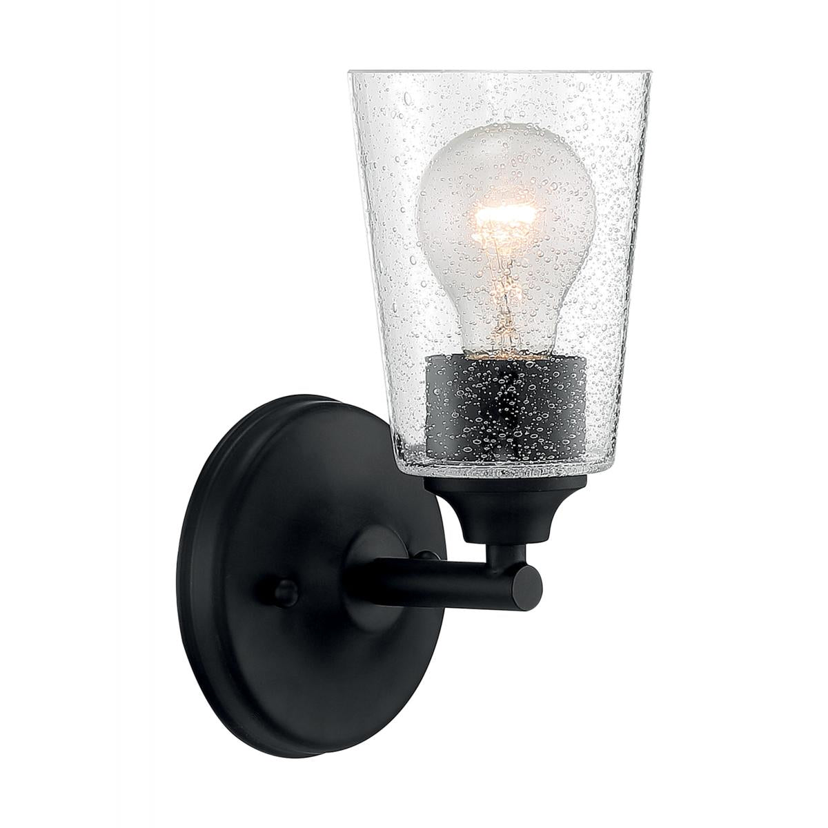 Bransel - 1 Light Vanity with Seeded Glass - Matte Black Finish - Satco 60-7281