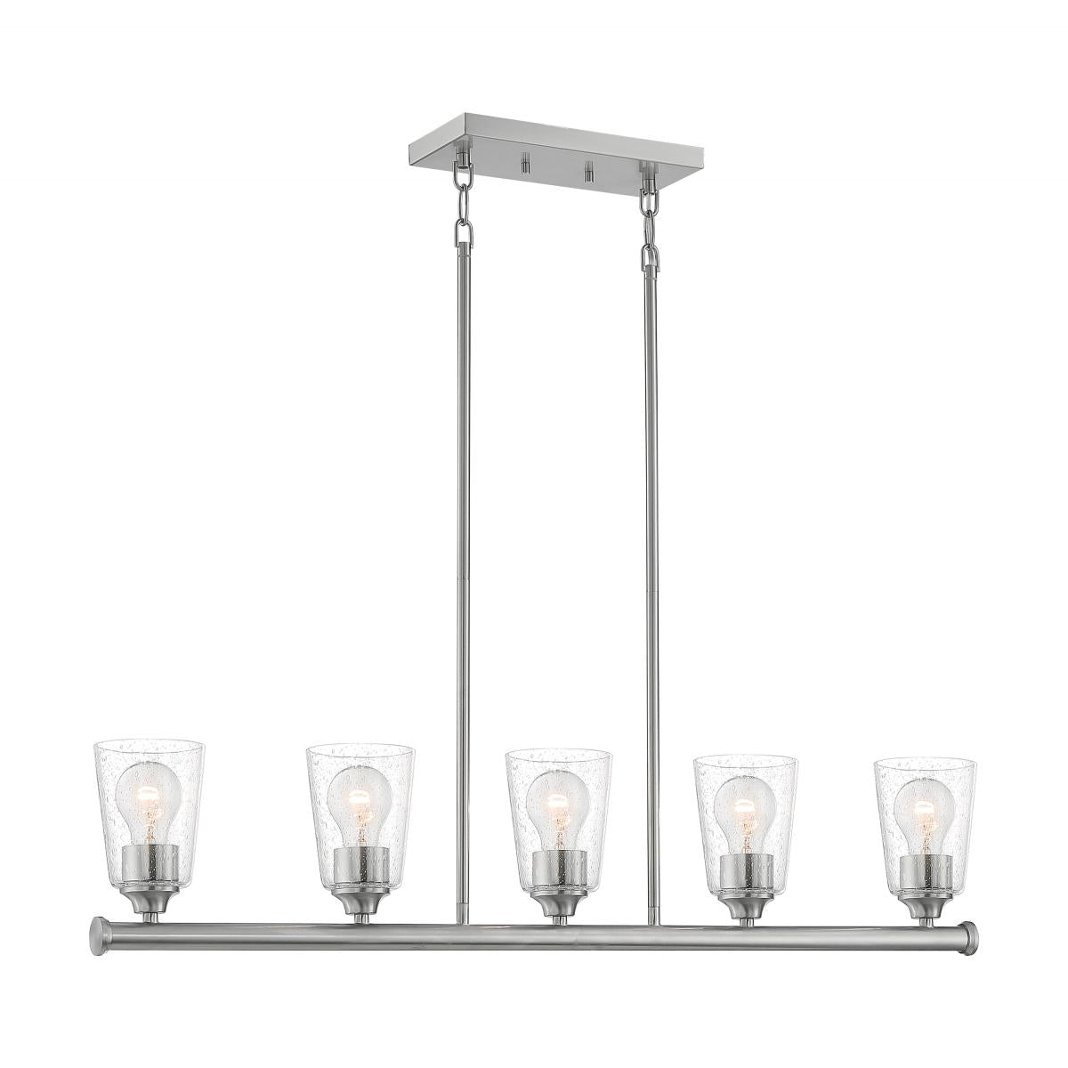 Bransel - 5 Light Island Pendant with Seeded Glass - Brushed Nickel Finish - Satco 60-7186