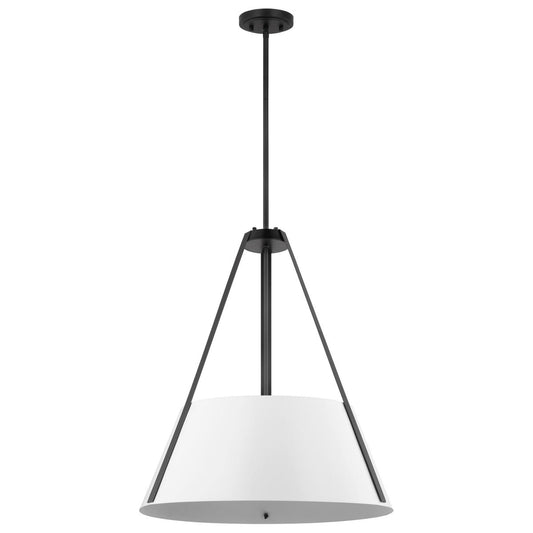 Brewster - 3 Light Pendant - Black Finish - White Metal Shade - Satco 60-7697