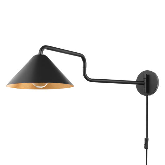 Brianna Plug-In Sconce - Gold Leaf/Soft Black Combo - Mitzi HL629201-GL/SBK