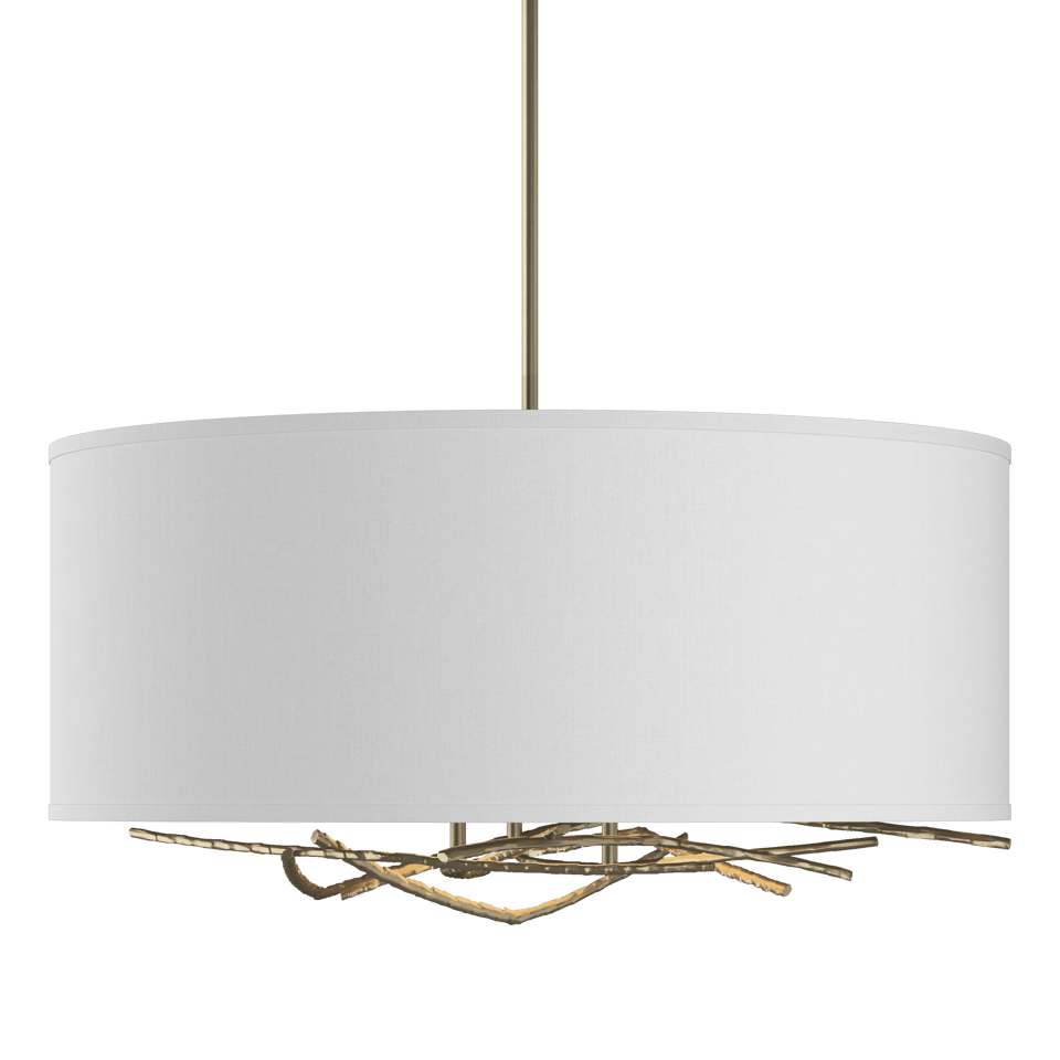 Brindille Drum Shade Pendant - Soft Gold - Natural Anna Shade by Hubbardton Forge