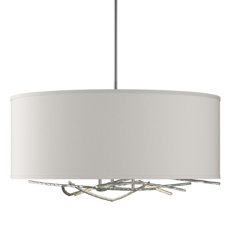 Brindille Drum Shade Pendant - Vintage Platinum - Flax Shade by Hubbardton Forge