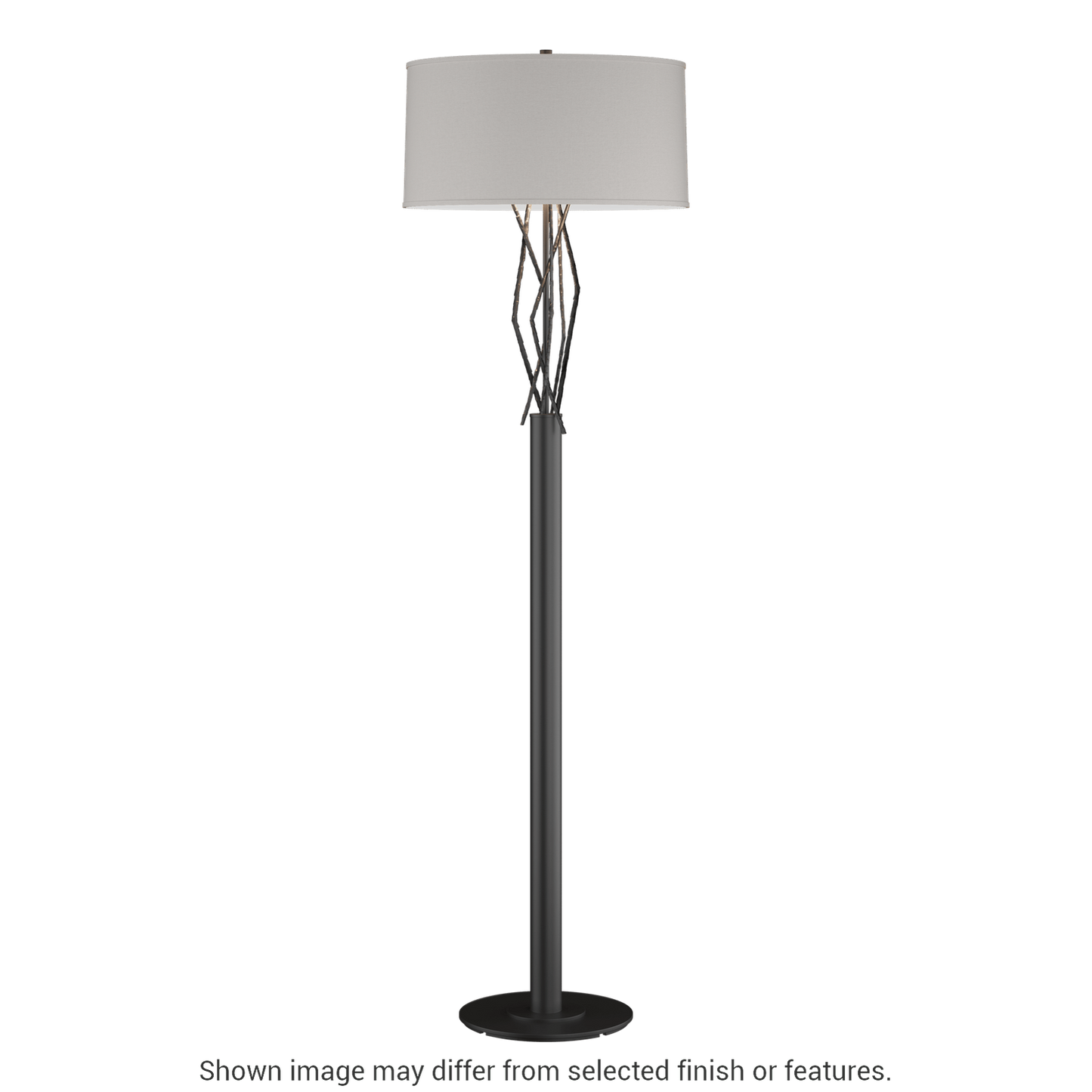 Brindille Floor Lamp - Black - Flax Shade by Hubbardton Forge
