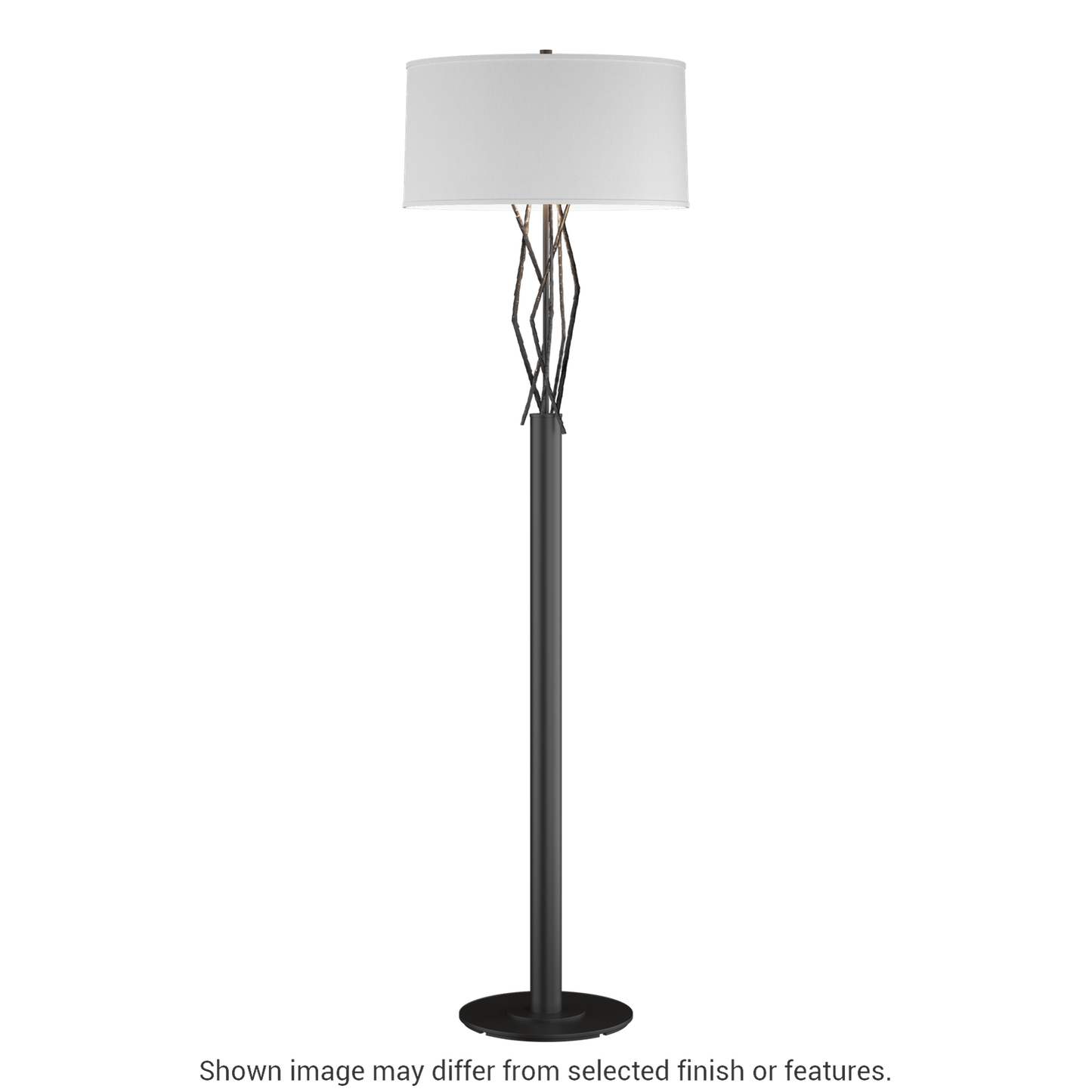 Brindille Floor Lamp - Black - Natural Anna Shade by Hubbardton Forge