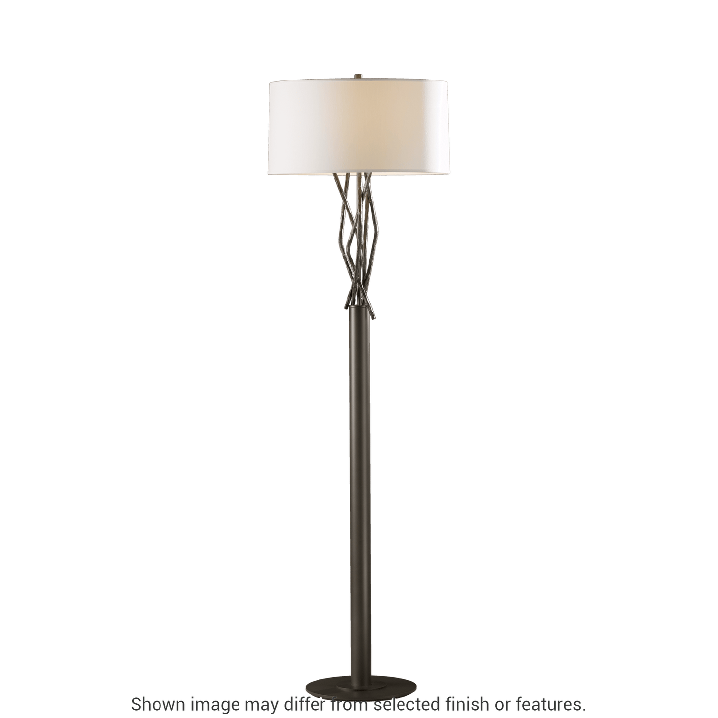 Brindille Floor Lamp - Dark Smoke - Flax Shade by Hubbardton Forge