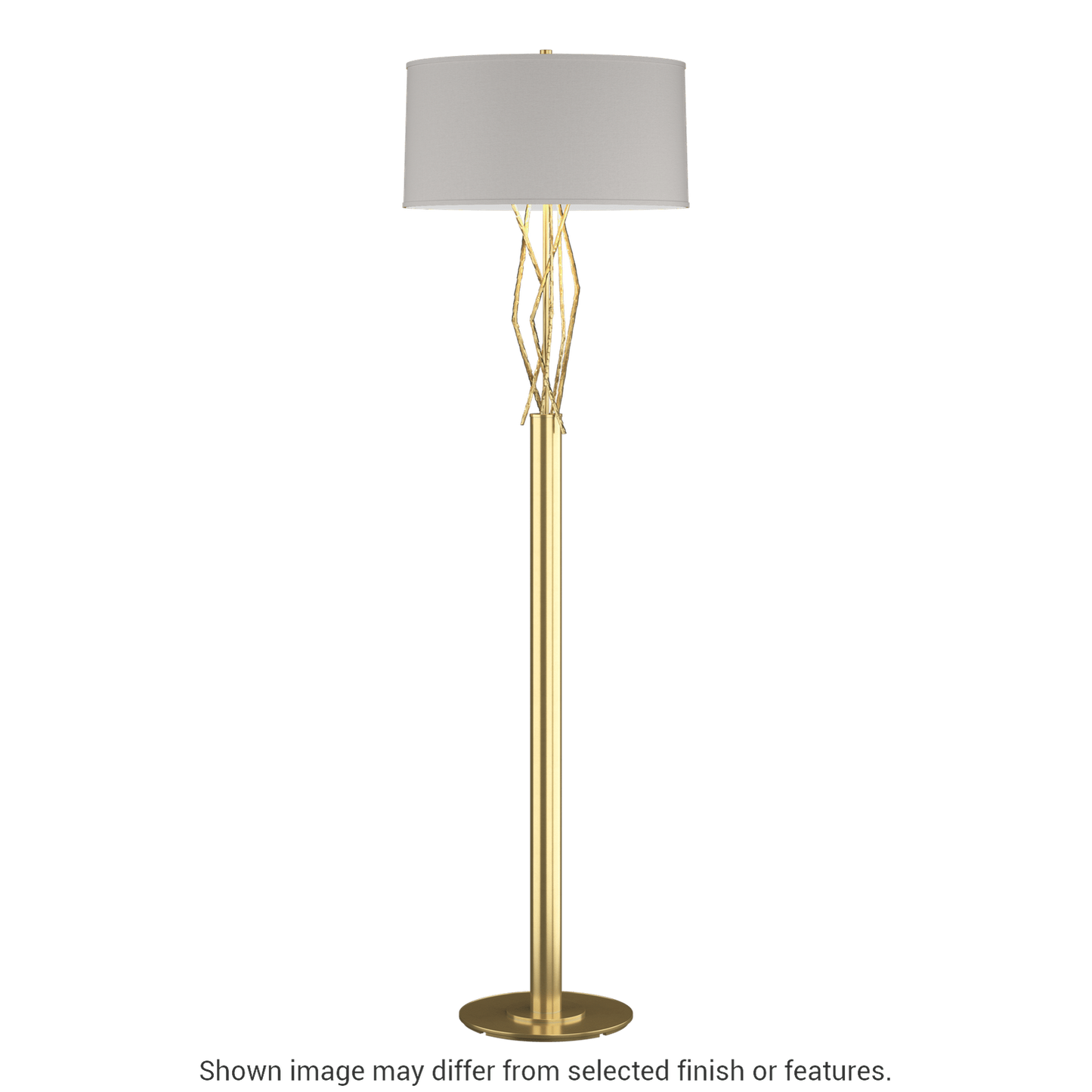 Brindille Floor Lamp - Modern Brass - Flax Shade by Hubbardton Forge
