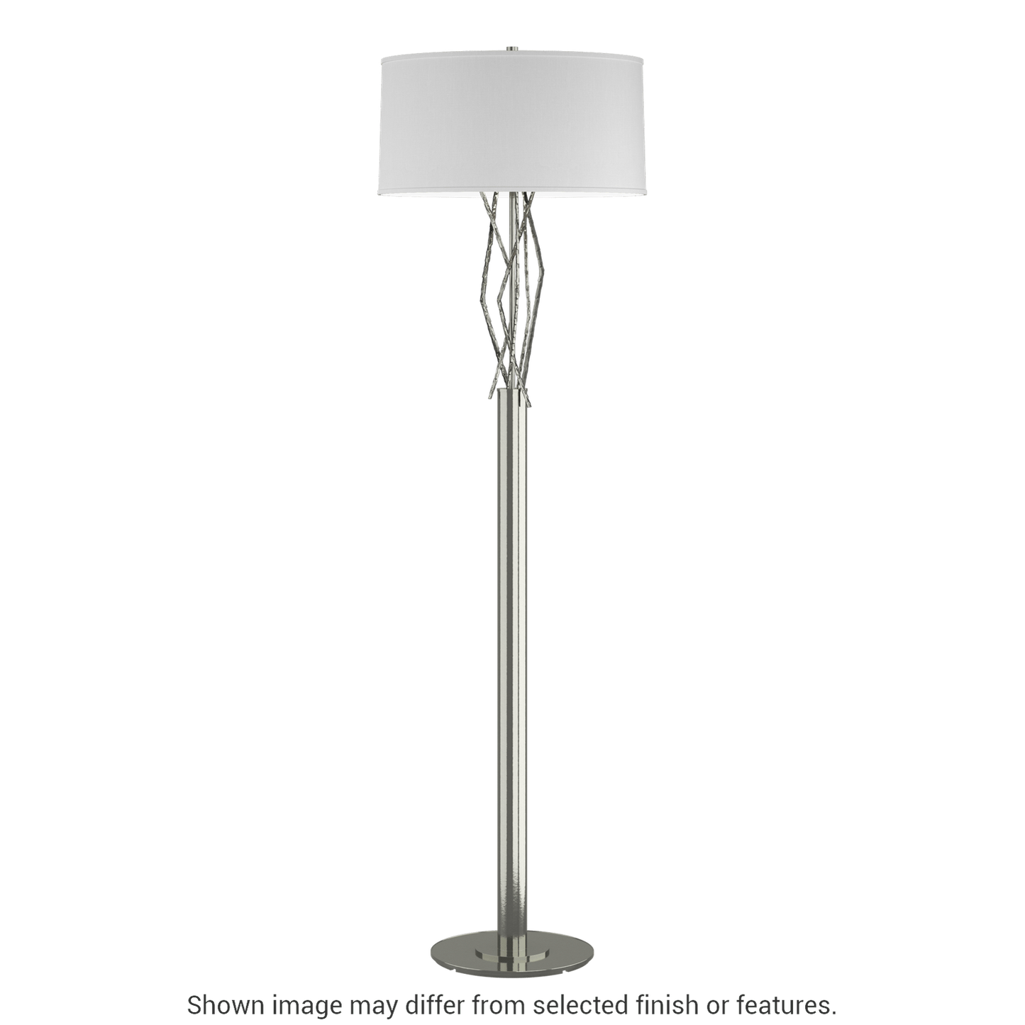Brindille Floor Lamp - Sterling - Natural Anna Shade by Hubbardton Forge
