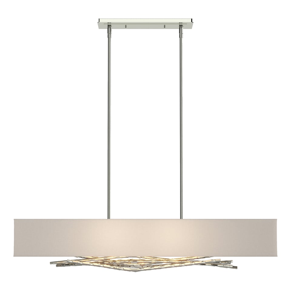 Brindille Pendant - Sterling - Flax Shade by Hubbardton Forge