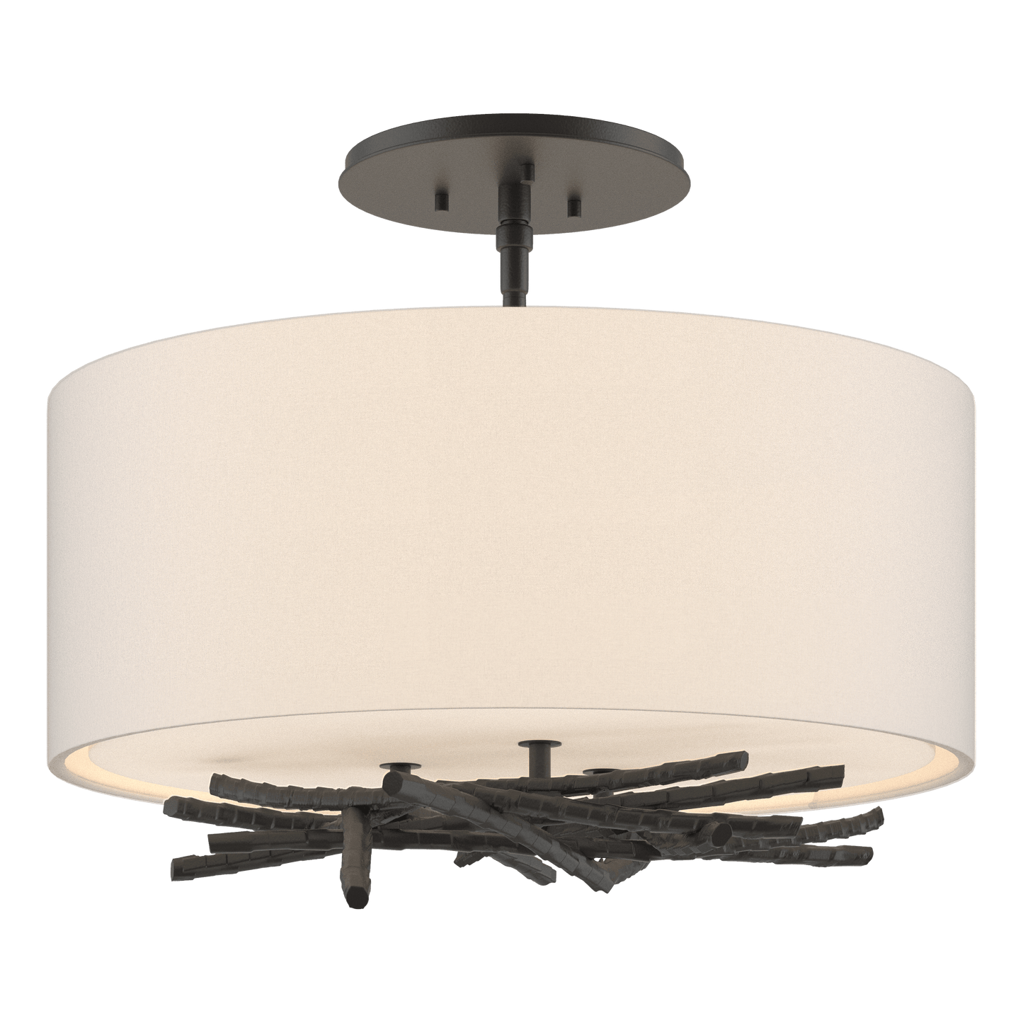 Brindille Semi-Flush - Black - Flax Shade by Hubbardton Forge