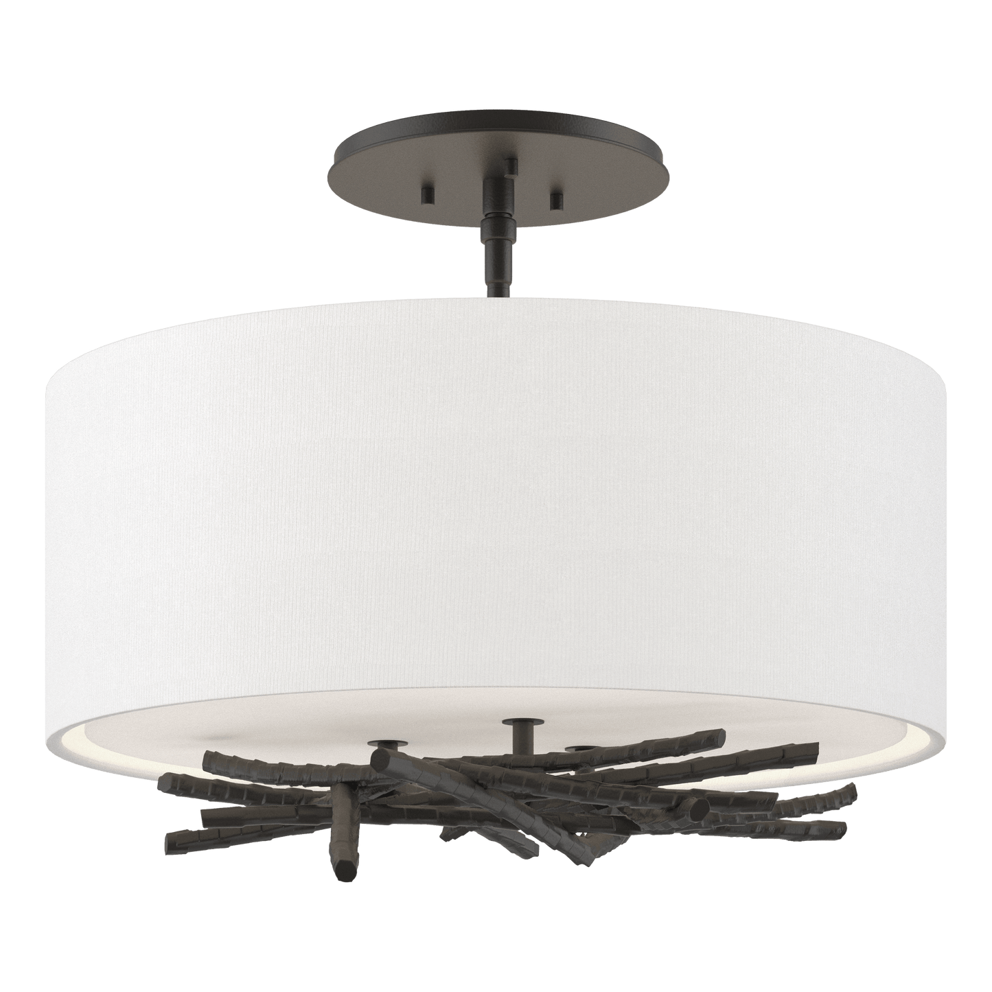 Brindille Semi-Flush - Black - Natural Anna Shade by Hubbardton Forge