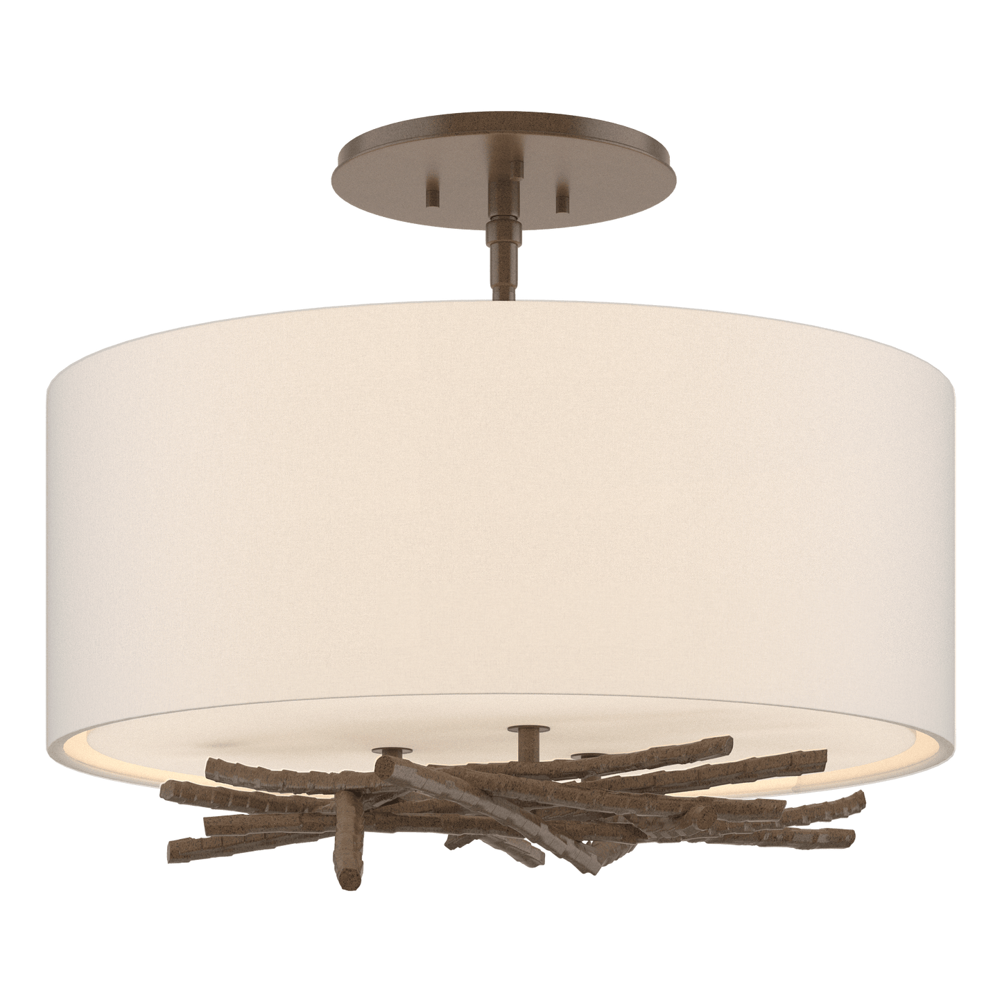 Brindille Semi-Flush - Bronze - Flax Shade by Hubbardton Forge