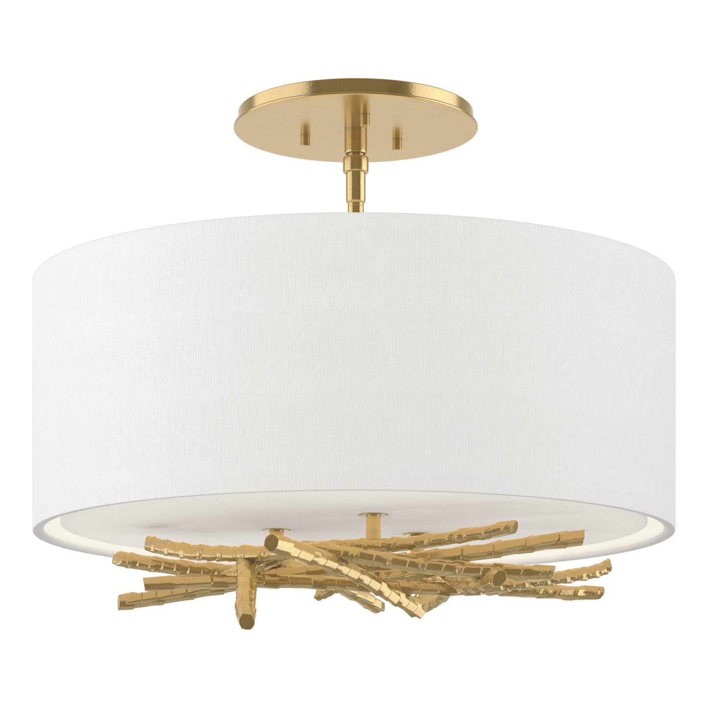 Brindille Semi-Flush - Modern Brass - Natural Anna Shade by Hubbardton Forge