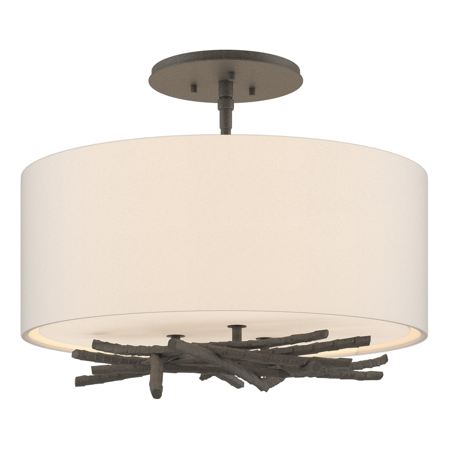 Brindille Semi-Flush - Natural Iron - Flax Shade by Hubbardton Forge