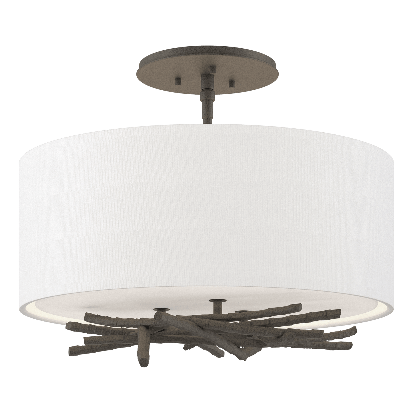 Brindille Semi-Flush - Natural Iron - Natural Anna Shade by Hubbardton Forge
