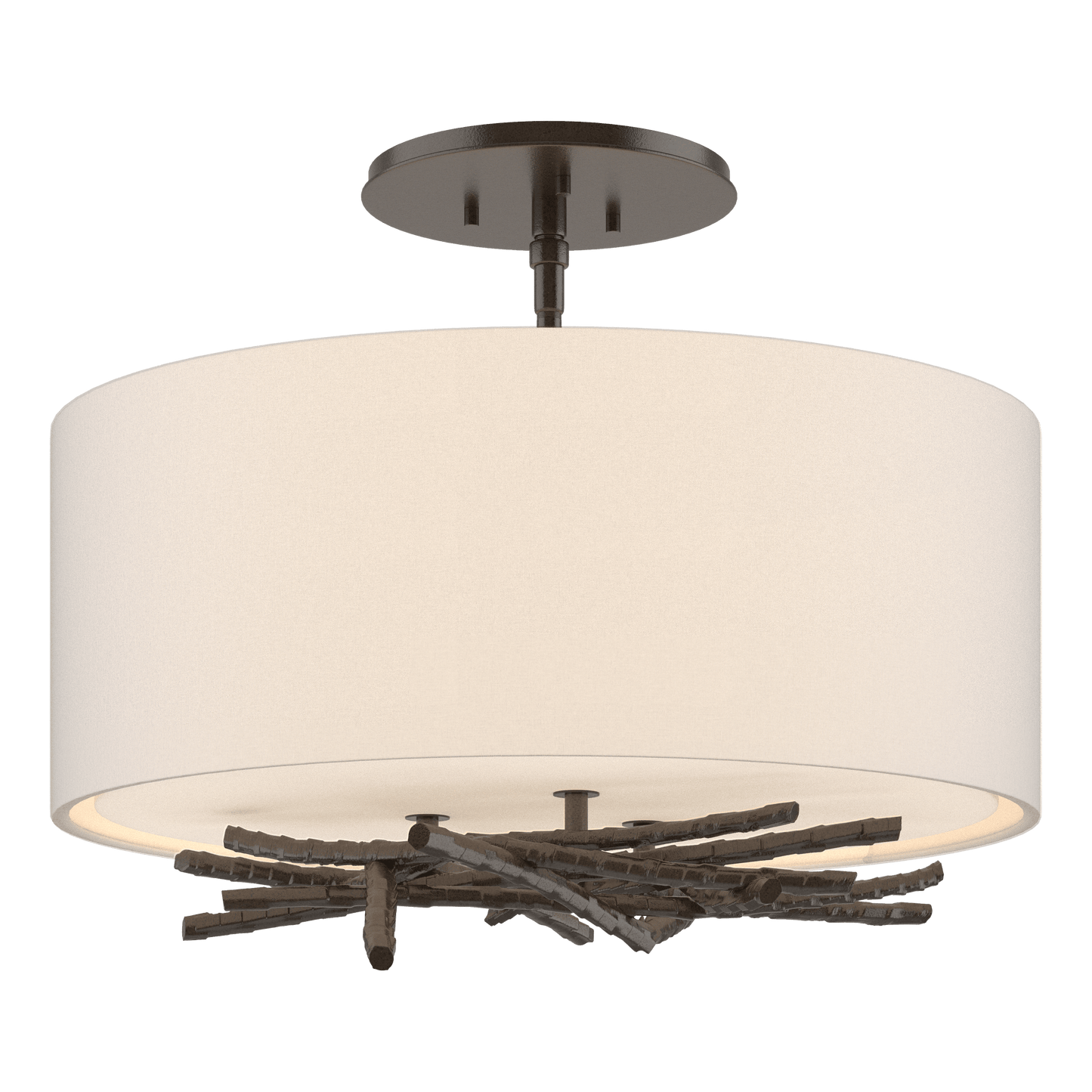 Brindille Semi-Flush - Oil Rubbed Bronze - Flax Shade by Hubbardton Forge