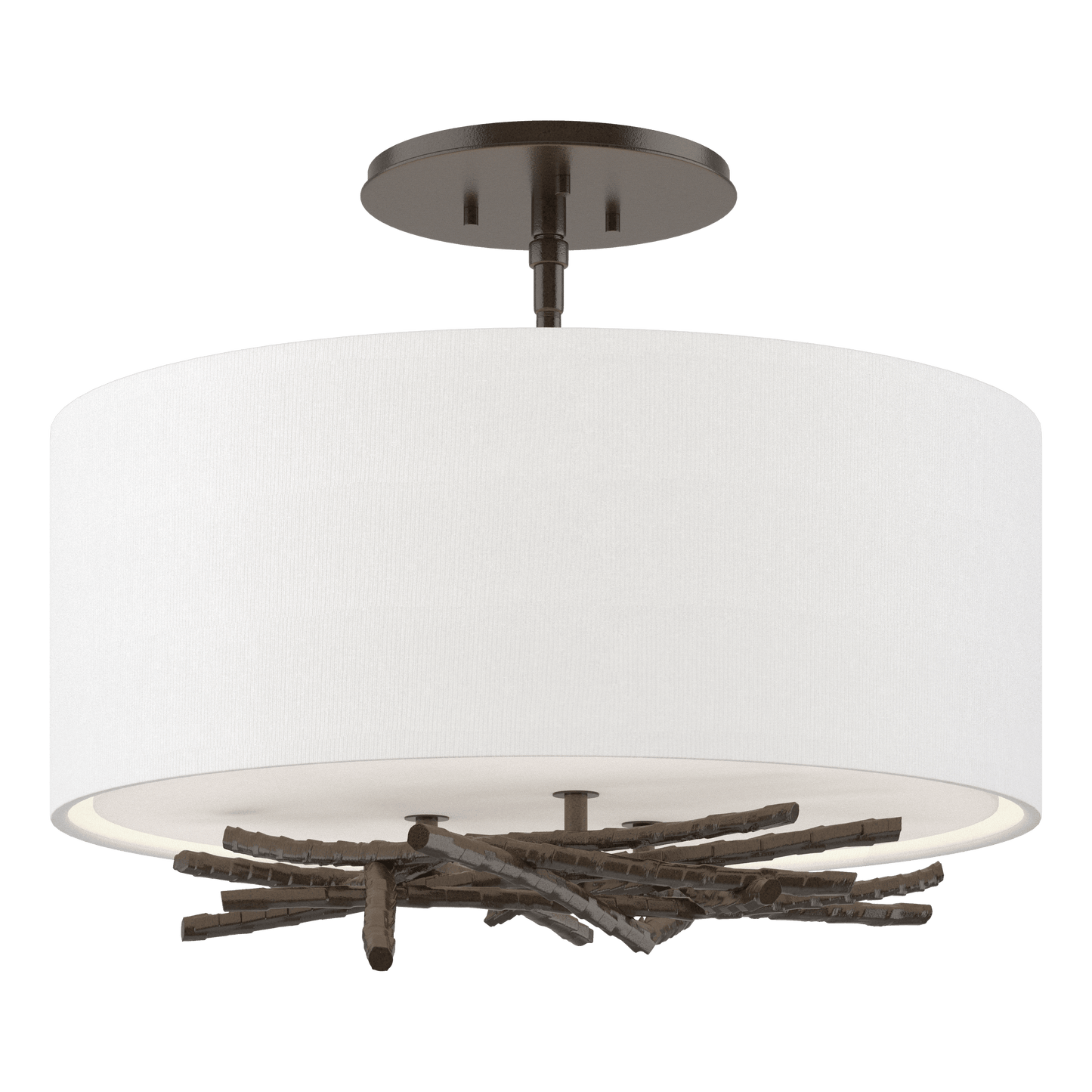 Brindille Semi-Flush - Oil Rubbed Bronze - Natural Anna Shade by Hubbardton Forge