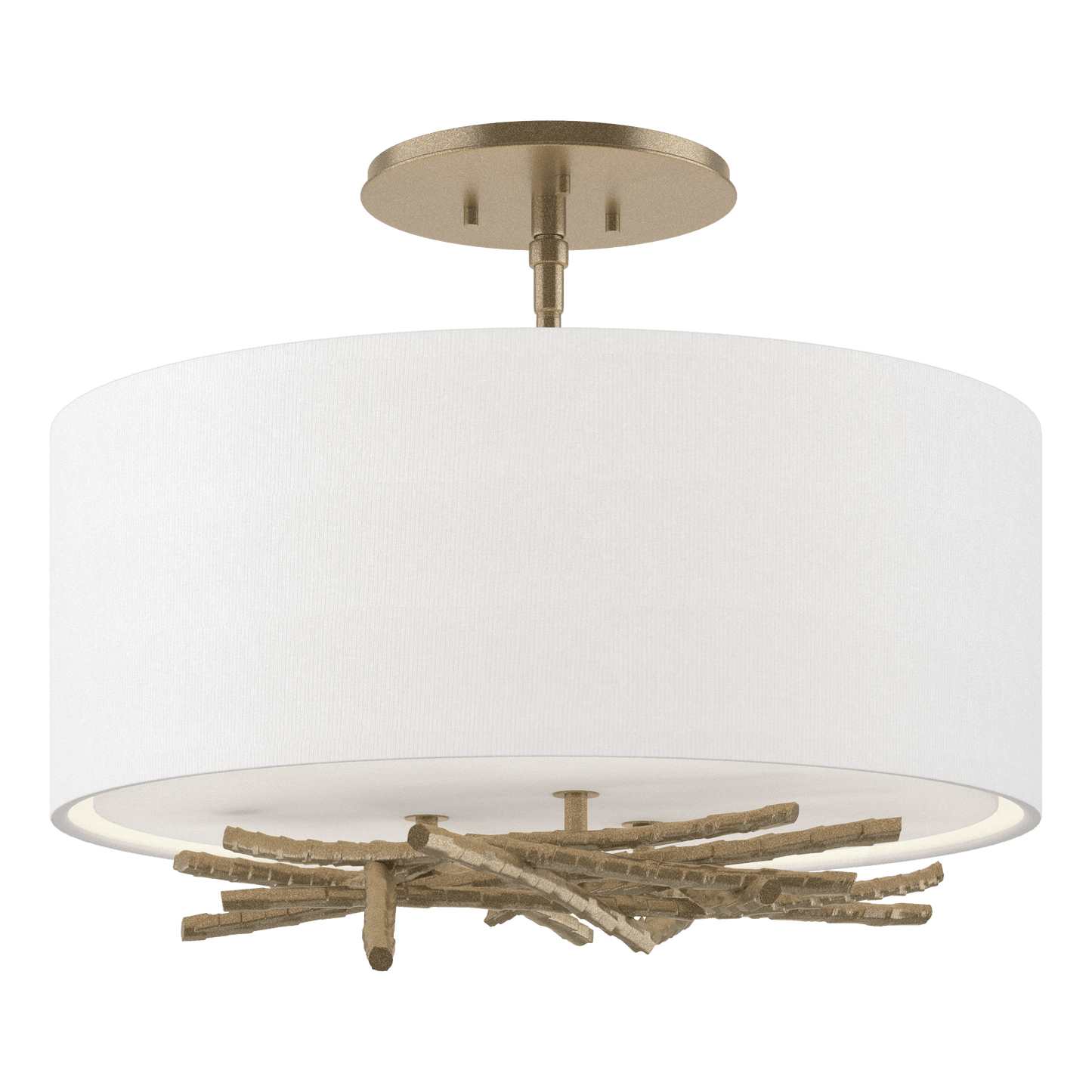 Brindille Semi-Flush - Soft Gold - Natural Anna Shade by Hubbardton Forge