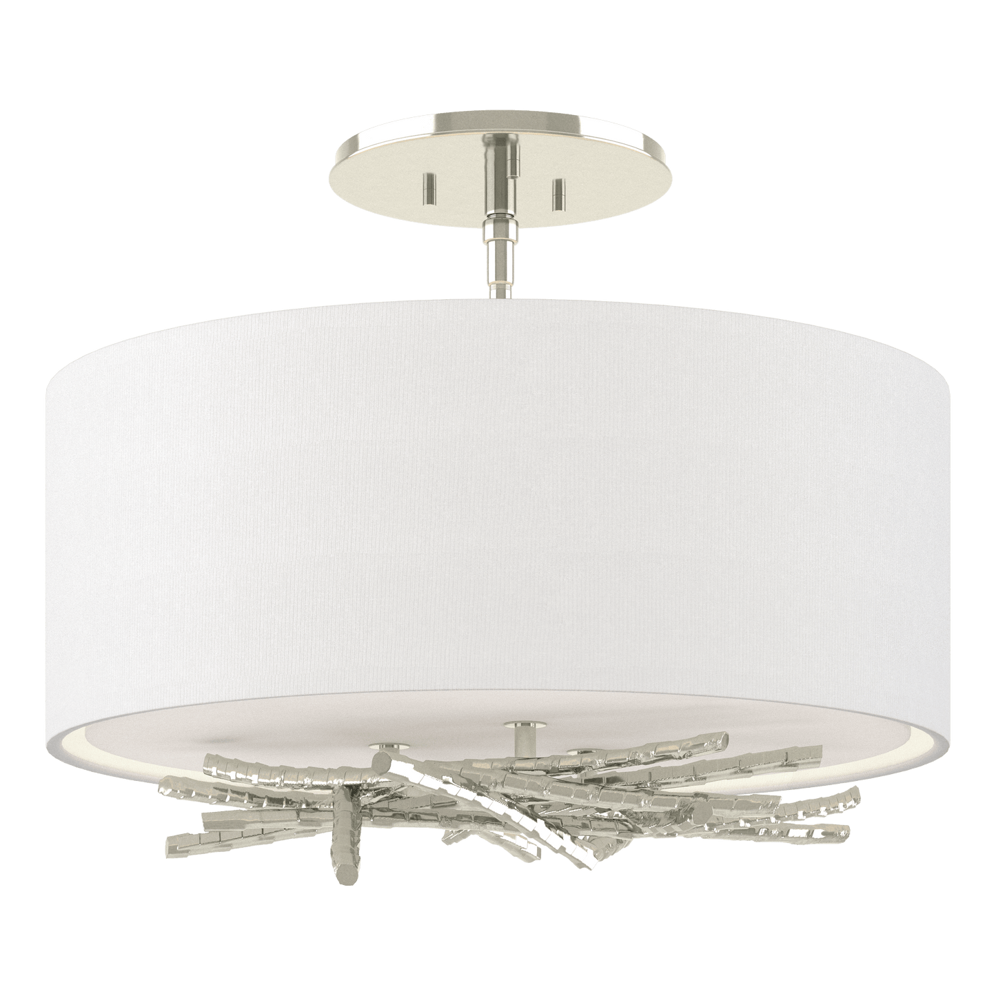 Brindille Semi-Flush - Sterling - Natural Anna Shade by Hubbardton Forge