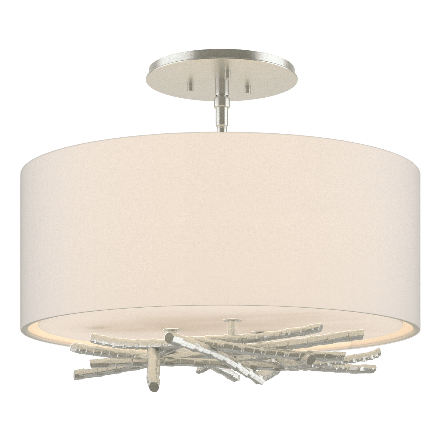 Brindille Semi-Flush - Vintage Platinum - Flax Shade by Hubbardton Forge