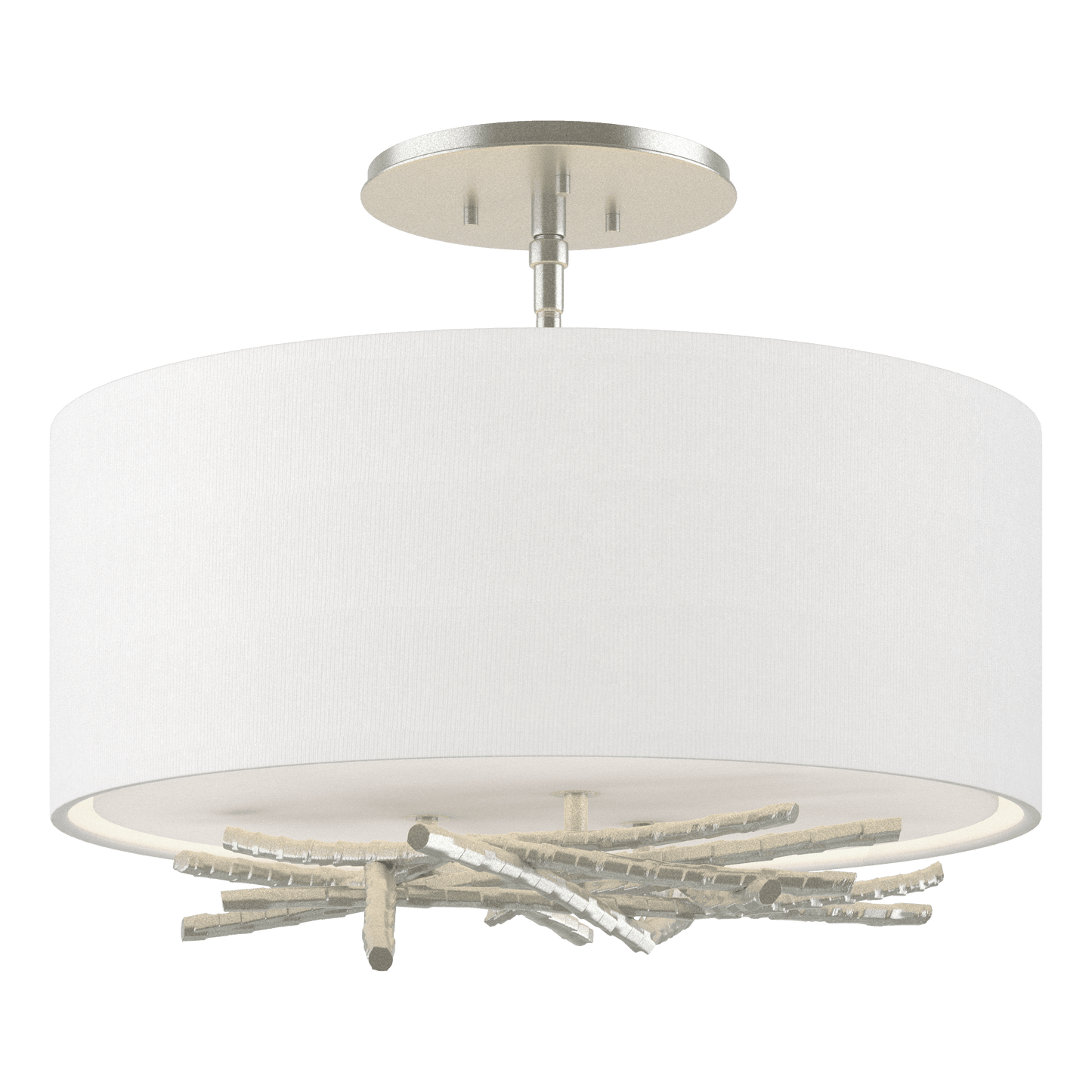 Brindille Semi-Flush - Vintage Platinum - Natural Anna Shade by Hubbardton Forge