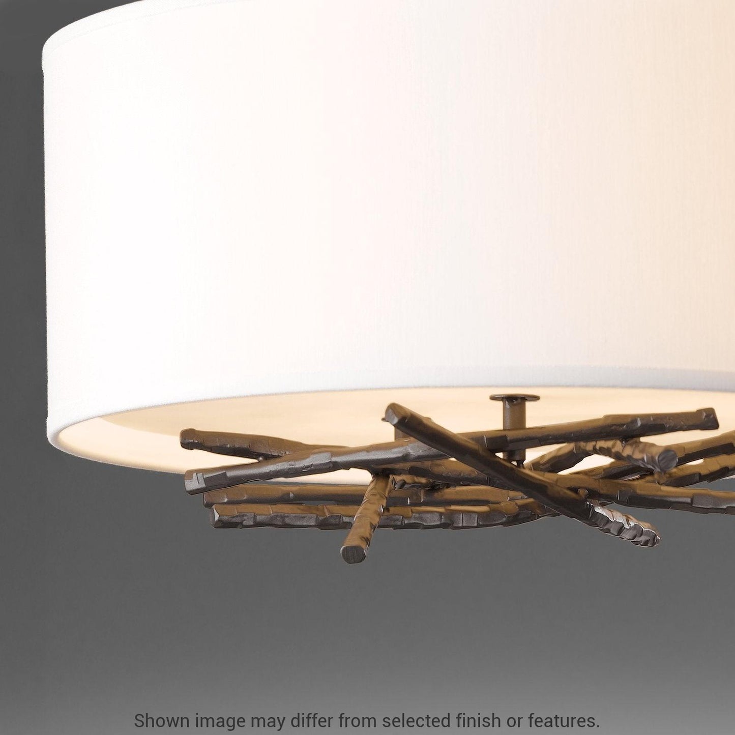Brindille Semi-Flush - White - Natural Anna Shade by Hubbardton Forge