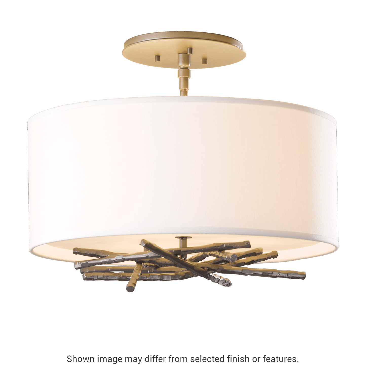 Brindille Semi-Flush - White - Natural Anna Shade by Hubbardton Forge