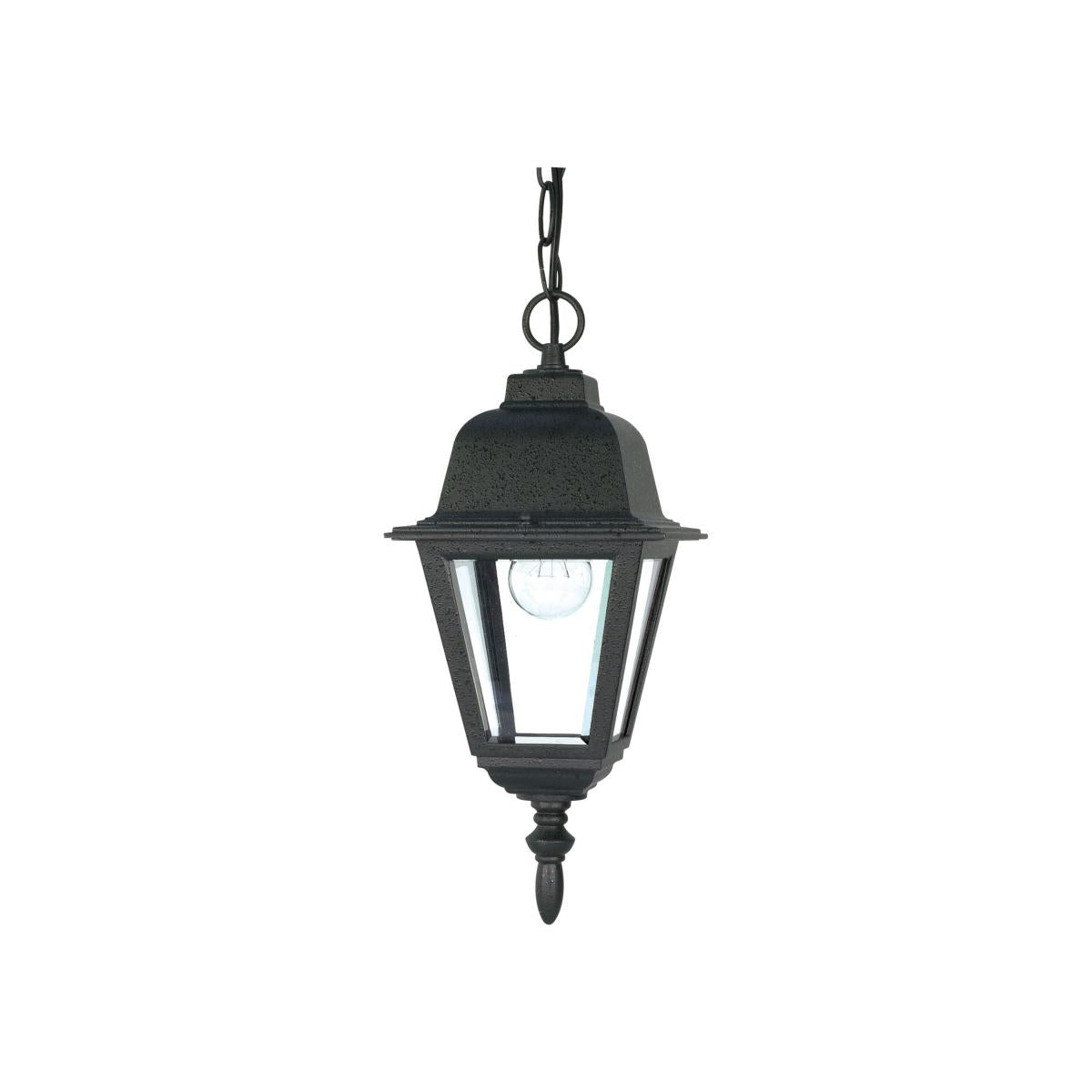 Briton - 1 Light 10" Hanging Lantern with Clear Glass - Textured Black Finish - Satco 60-489