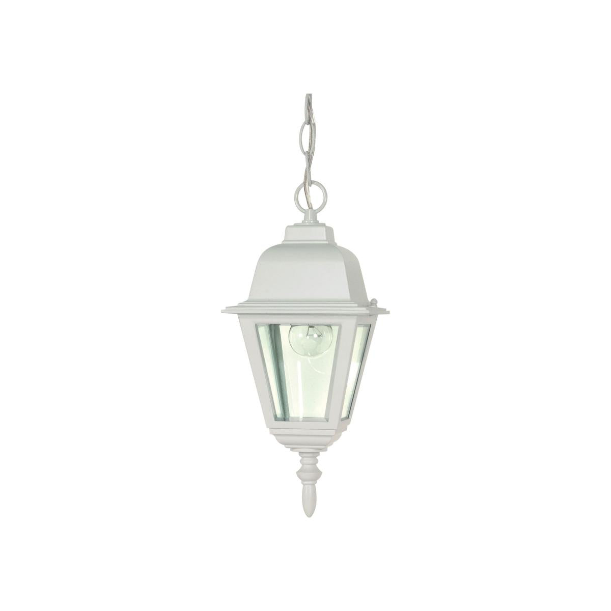 Briton - 1 Light 10" Hanging Lantern with Clear Glass - White Finish - Satco 60-487